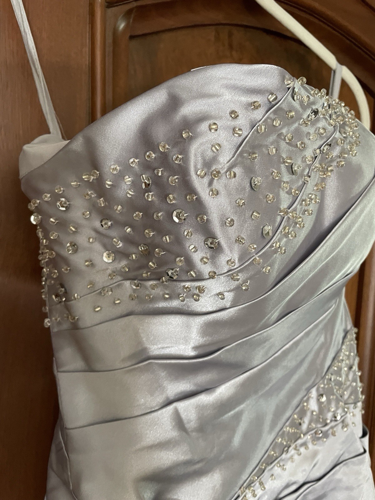 CUSTOM HAND MADE SATIN FORMAL EVENING PROM GOWN DRESS Size 4 – Beaded, Corset