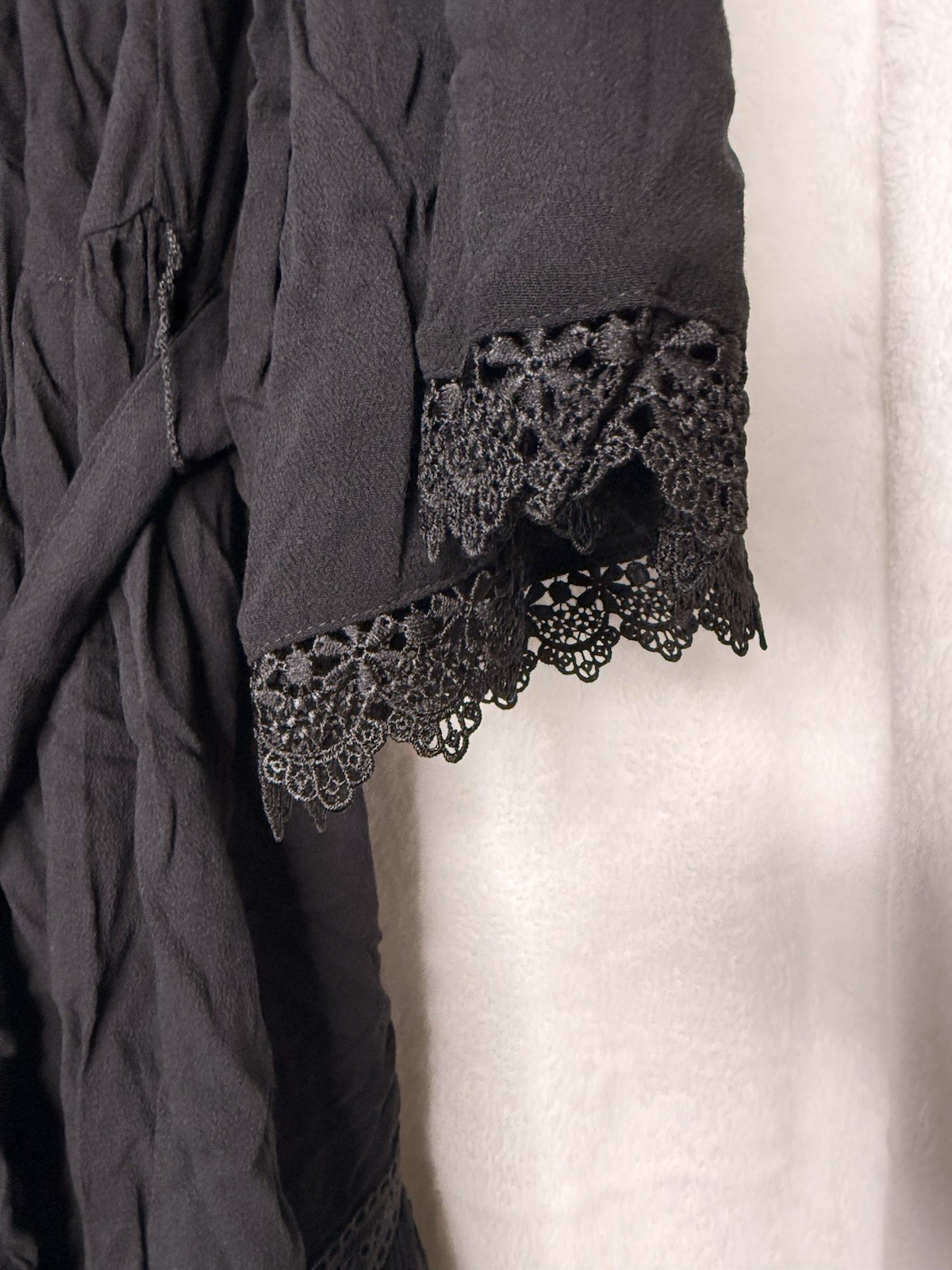 City Chic NWT Short Dress Black Size 22 XL Bell Sleeves BOHO Embroidered Lace