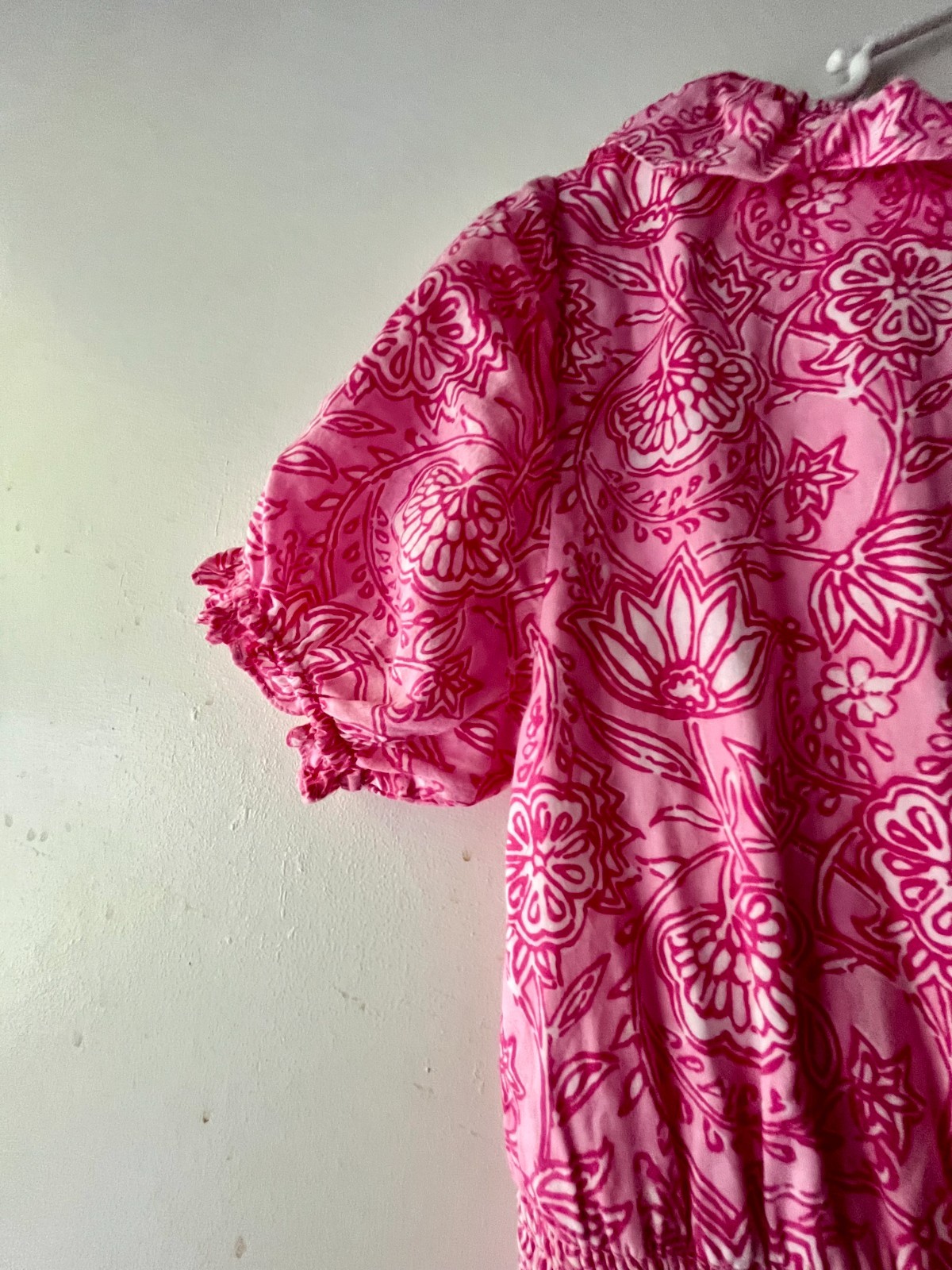 Preppy Girl Palm Beach Pink & White Ruffle Lined Cotton Dress, Size: XS