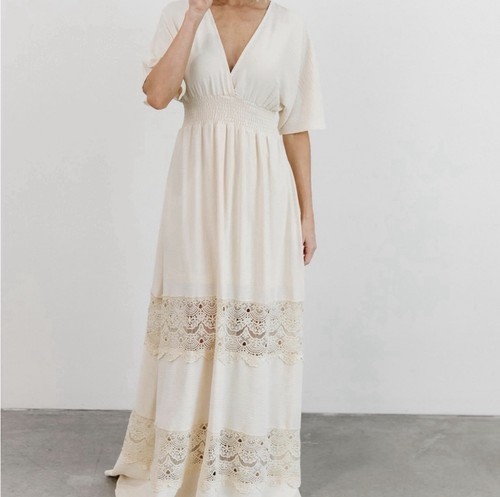 Baltic Born Vera Maxi Dress Large Cream Ivory Boho Wedding Bride sz L 14 16