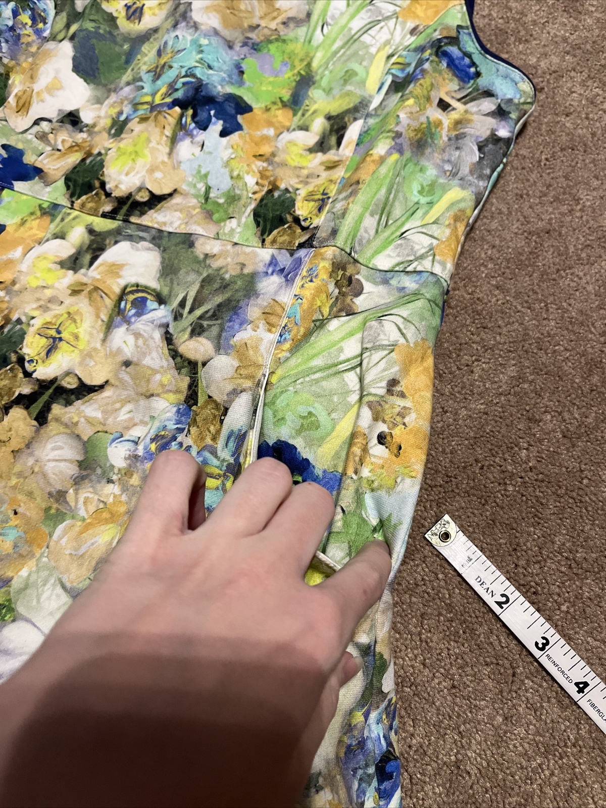 Womens Lands End Blue Yellow Green Floral Sheath Dress Size 6 Sleeveless