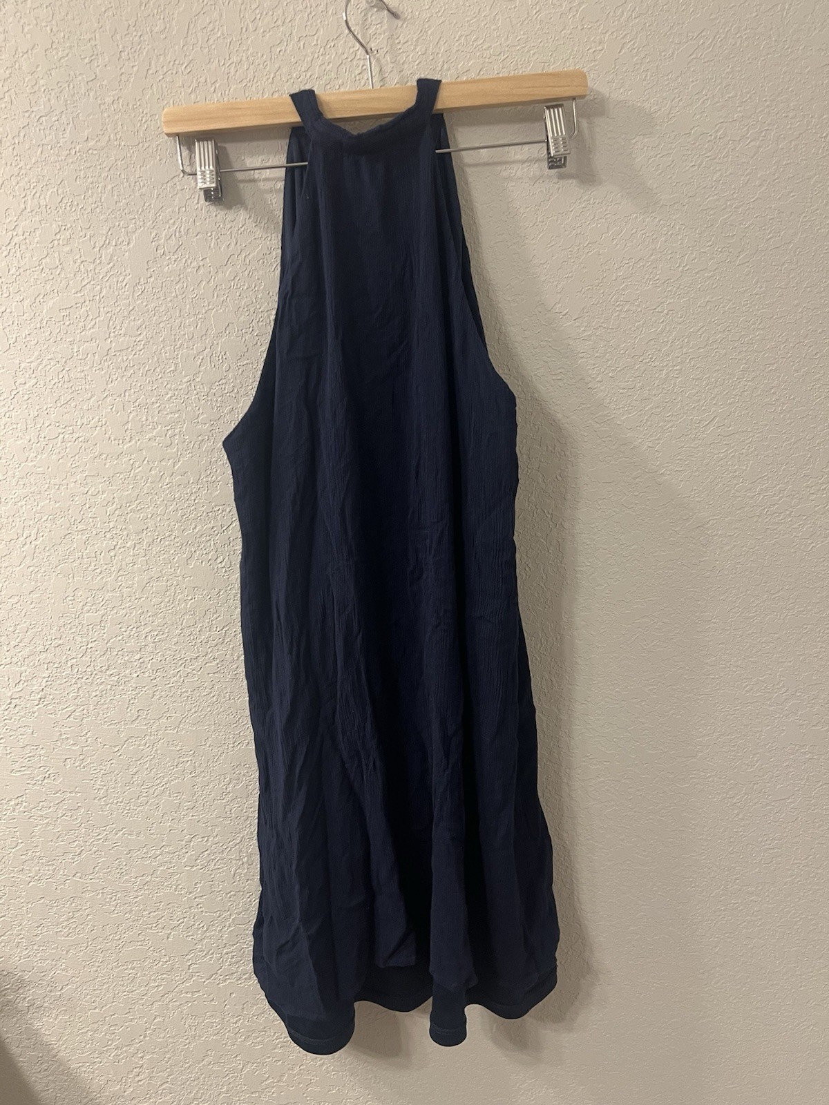 THML Navy Blue Embroidered Tassle Shift dress Women’s XL Crepe Boho