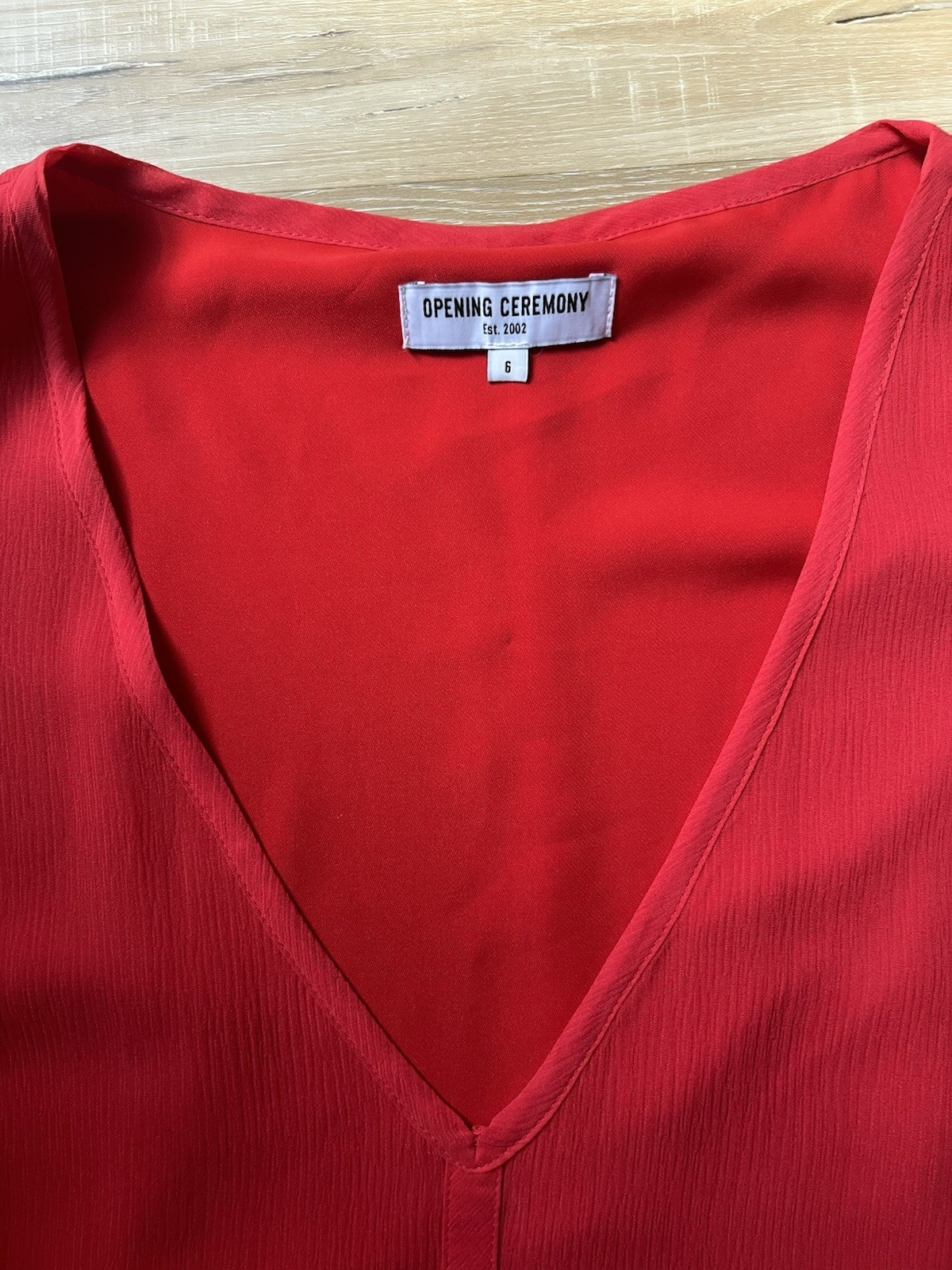 Opening Ceremony Blaze Red Silk Ruffle Dress V Neck- Size 6