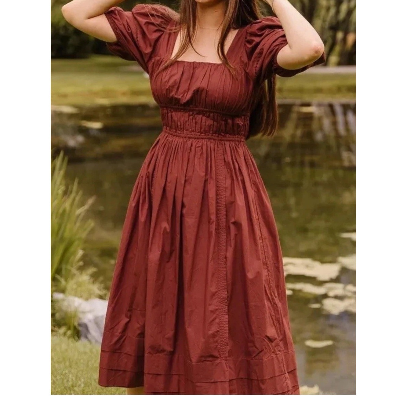 Ivy City Co 100% Cotton Brooklyn Dress Spice Peasant Boho Midi Dress Size XL