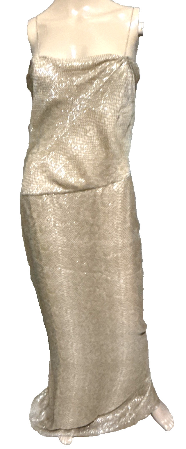 Giorgio Armani Metallic Gold Long Maxi Slip Dress Gown US 2 4 6 IT 40 42 SMALL