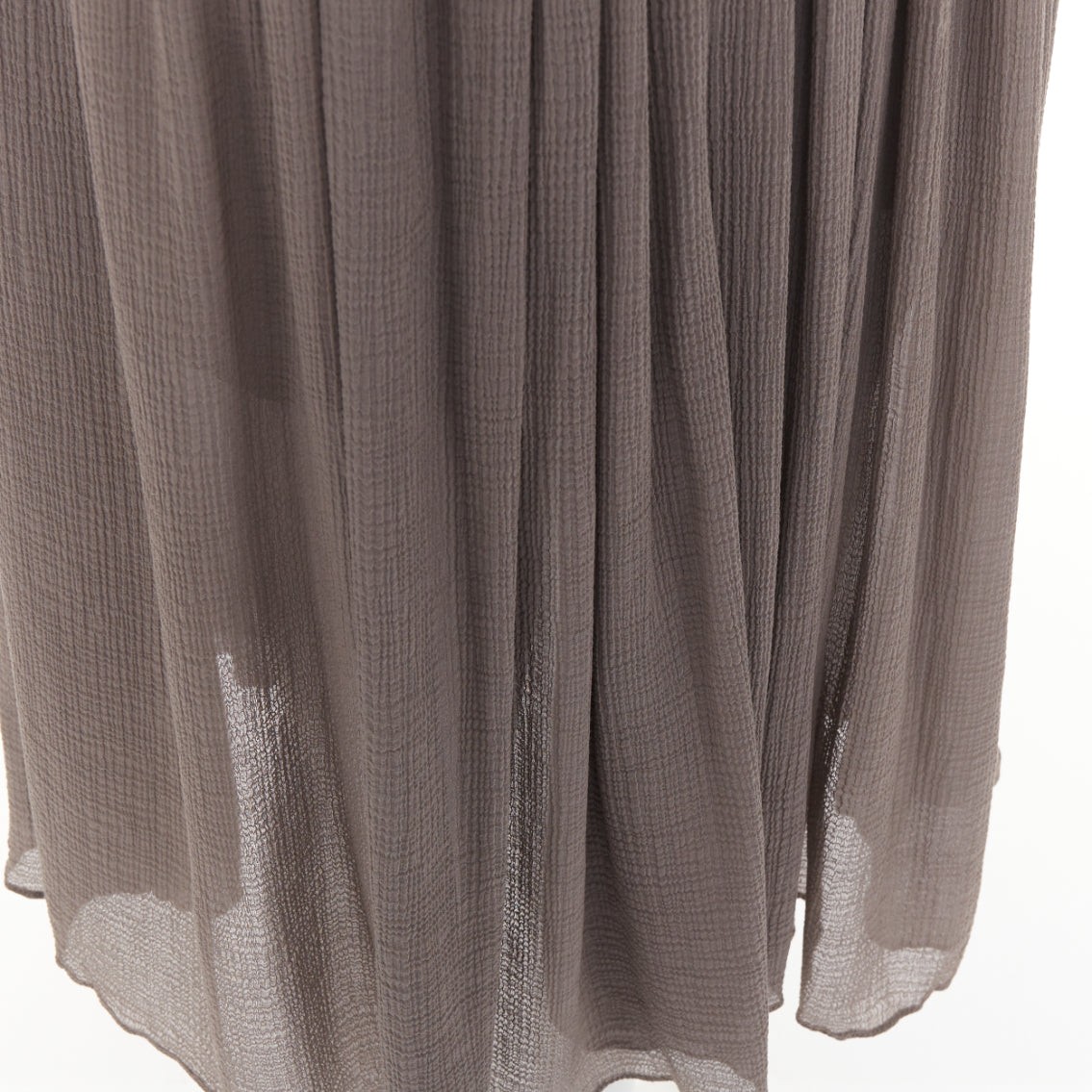 BOTTEGA VENETA grey cotton chiffon pleated plunge spread collar dress IT40 S