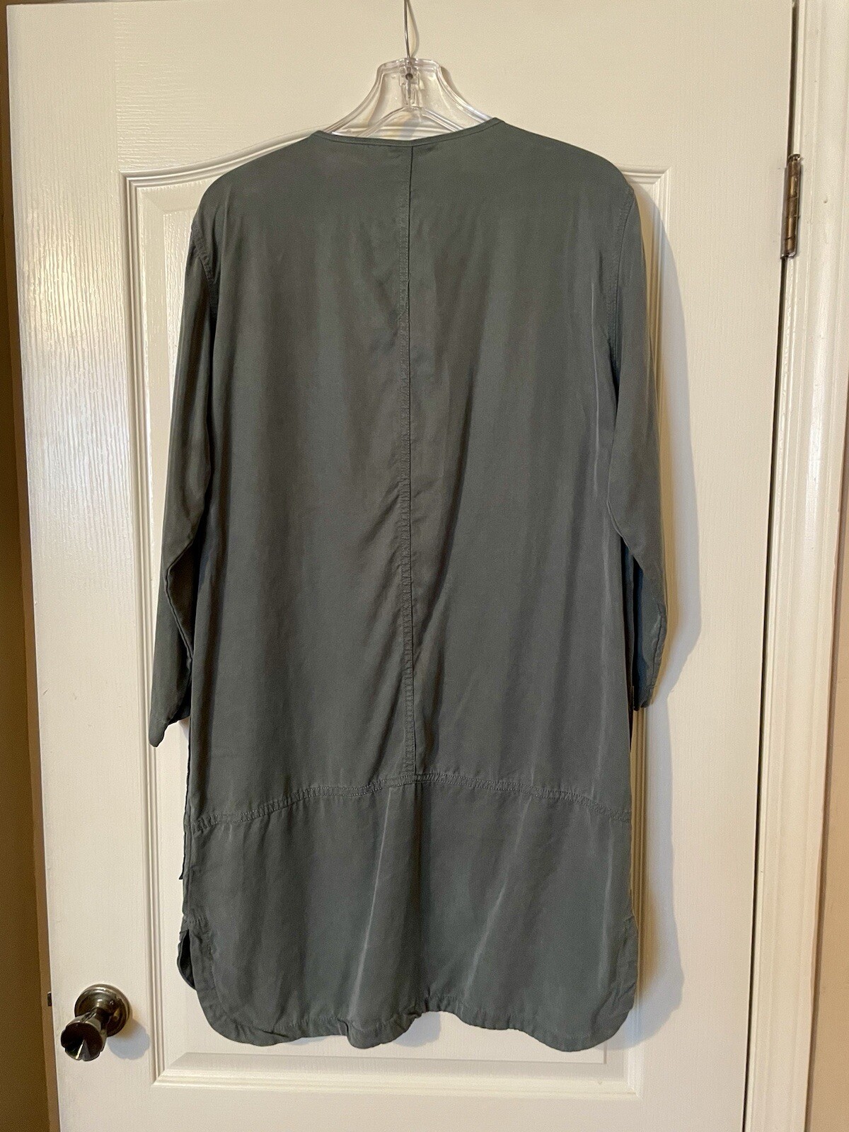 GAP Tencel Shirttail Dress Lightweight Relaxed Fit Pocketed Size L Dark Gray