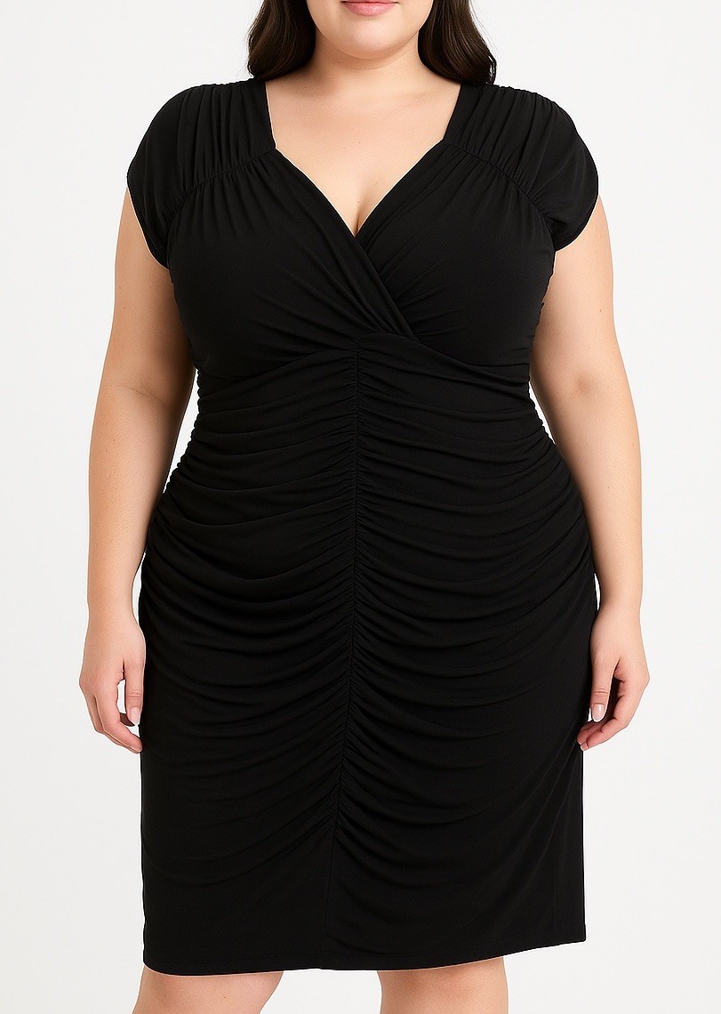 Smart & Sexy Black Ruched Bodycon Dress 2X | Shaping Stretch Dress NWT