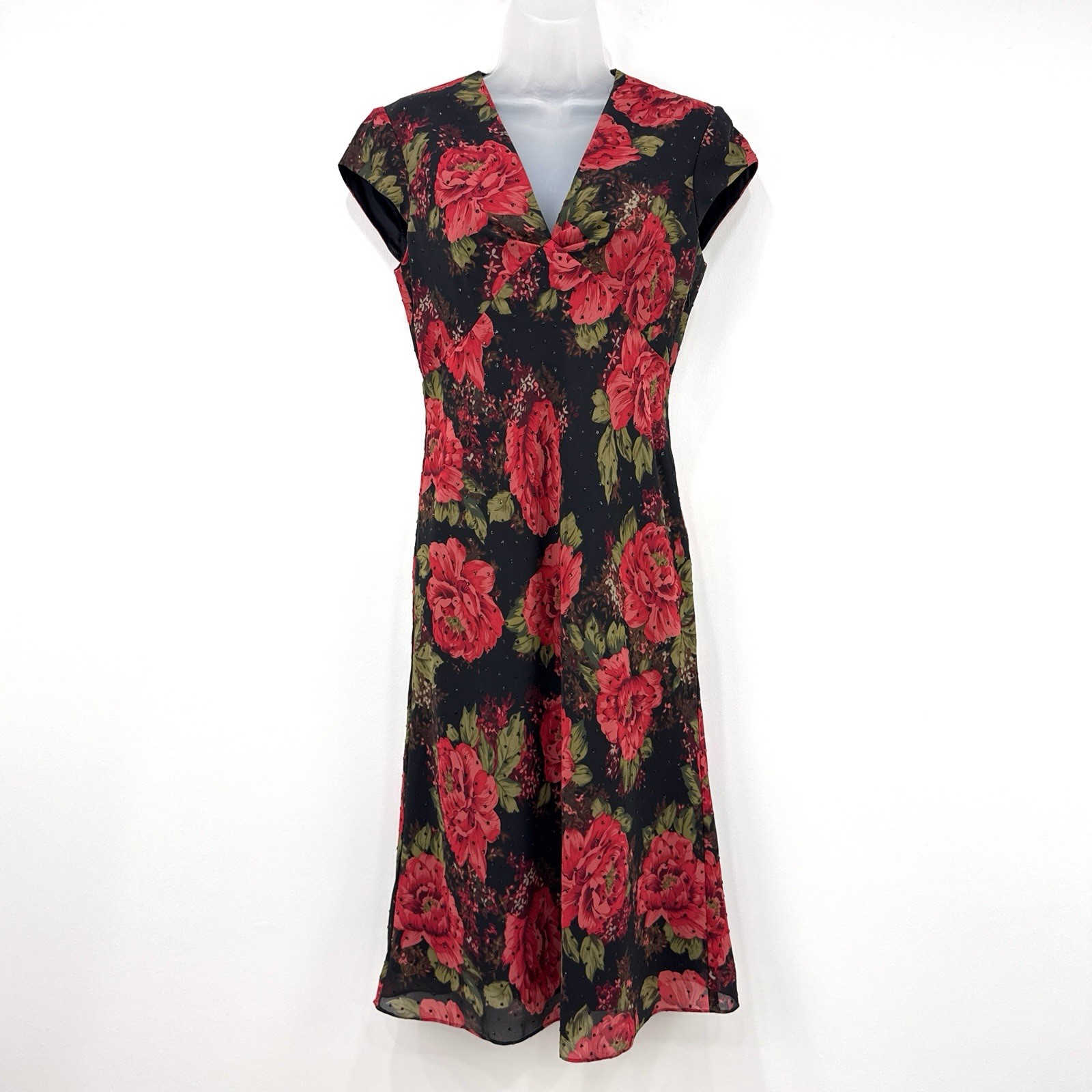 David Warren New York Dress Womens 4 Rose Y2K Babydoll Whimsigoth Glitter