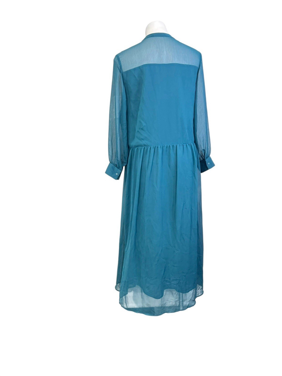 Zara Maxi Dress L Hunter Emerald Green Semi-Sheer Long Sleeve Holiday Party