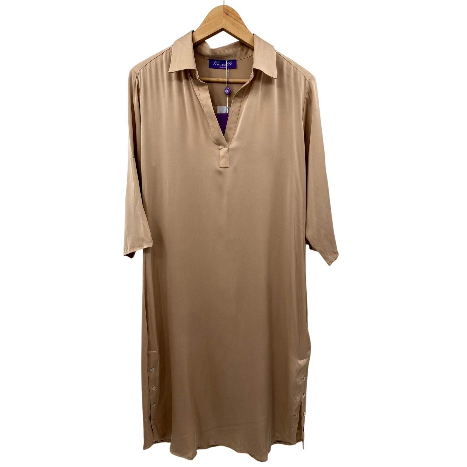 Nouvelle Silk 95 M Washable Stretch Silk Henley Fiji Dress