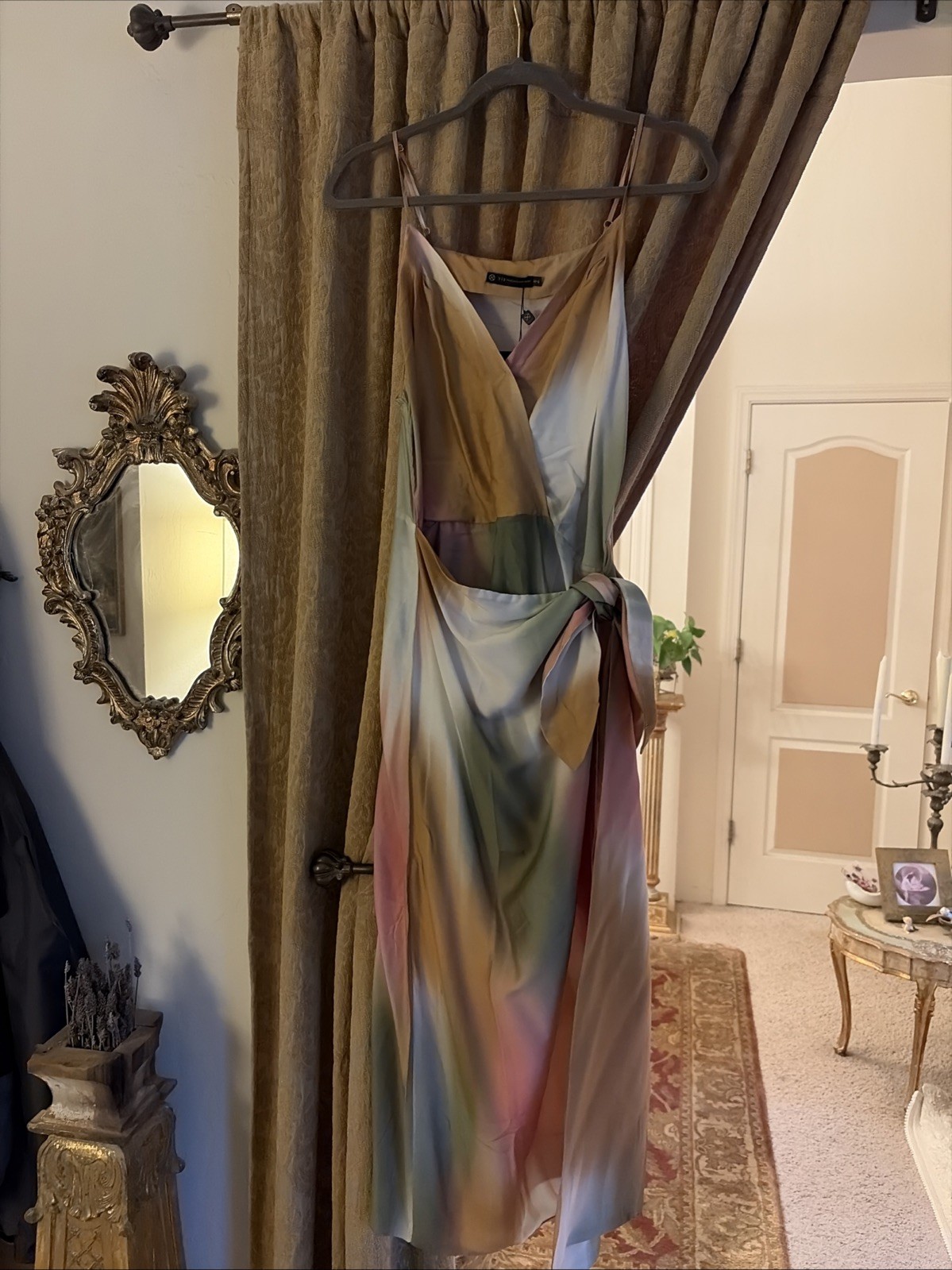 ViX Paula Hermanny Silk Blend Wrap Midi Dress size 6 Multicolor Beachy Boho
