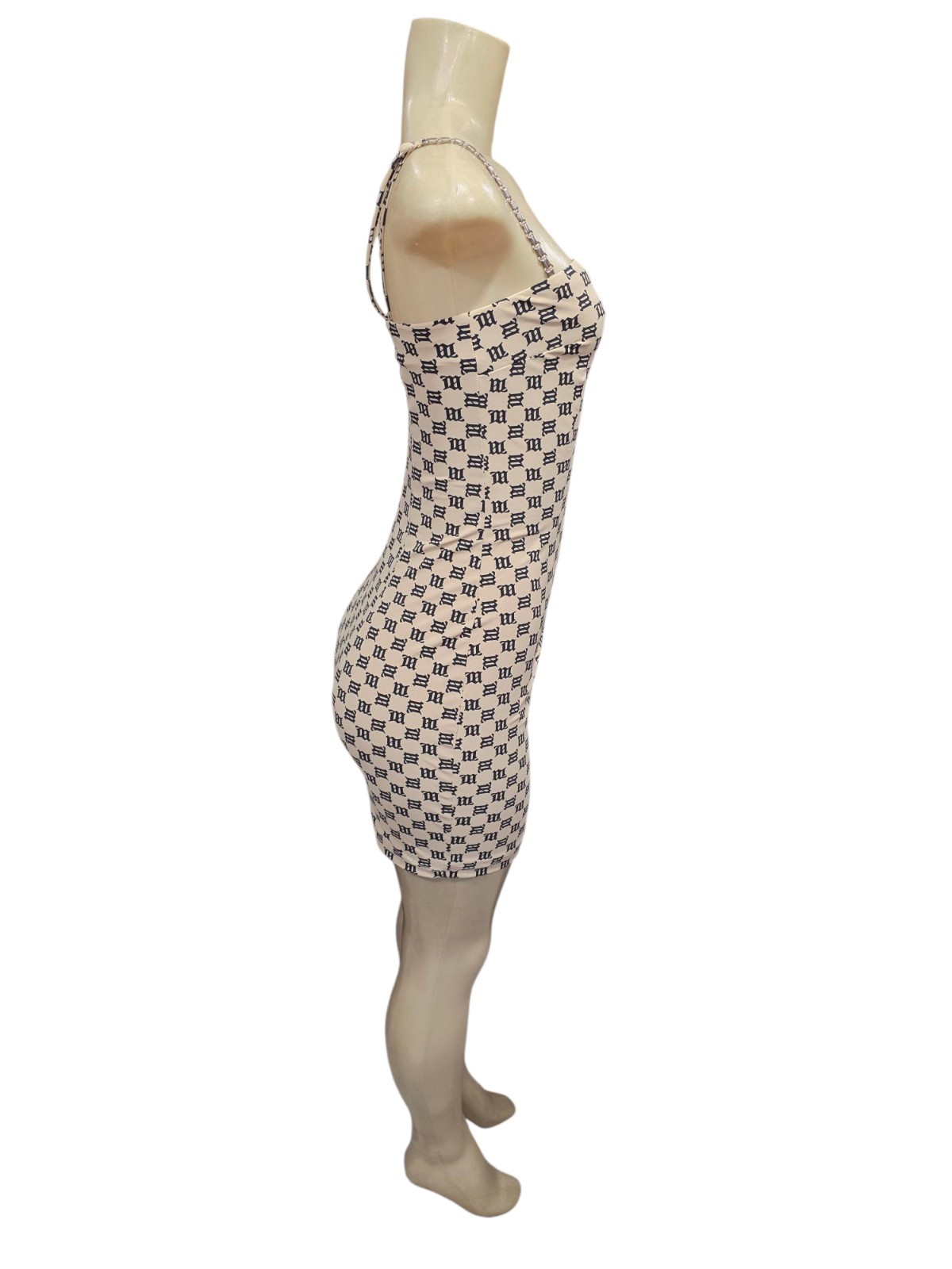 MISBHV Beige & Black Logo Monogram Mini Dress XS