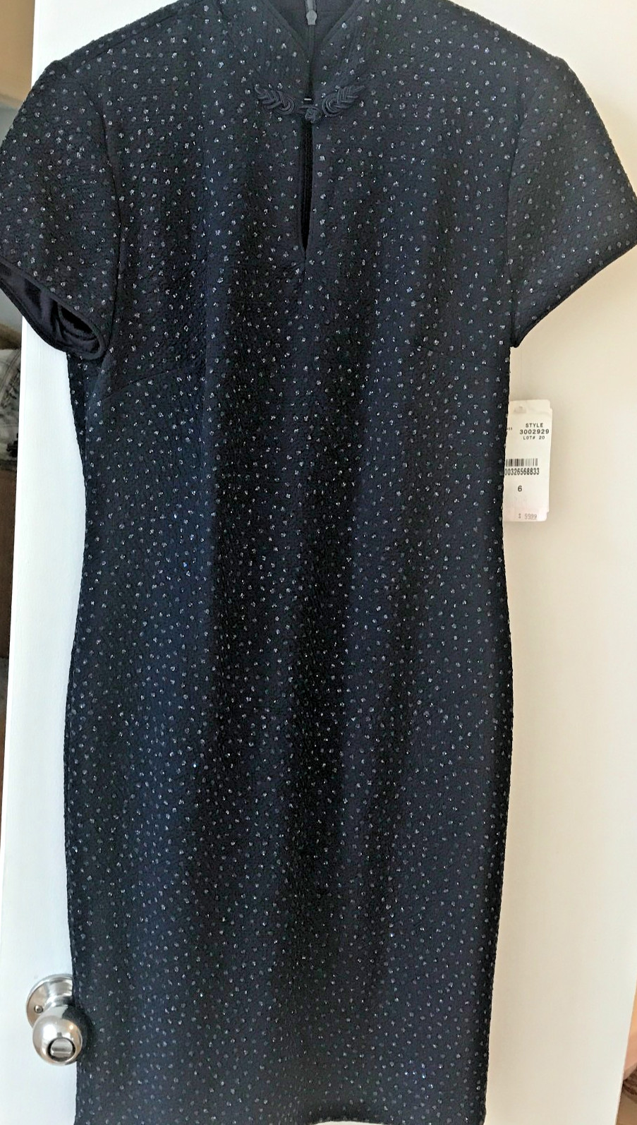 David Warren Womens Dress Navy Blue Rhinestone Specks Asian Inspired Size 6 NEW