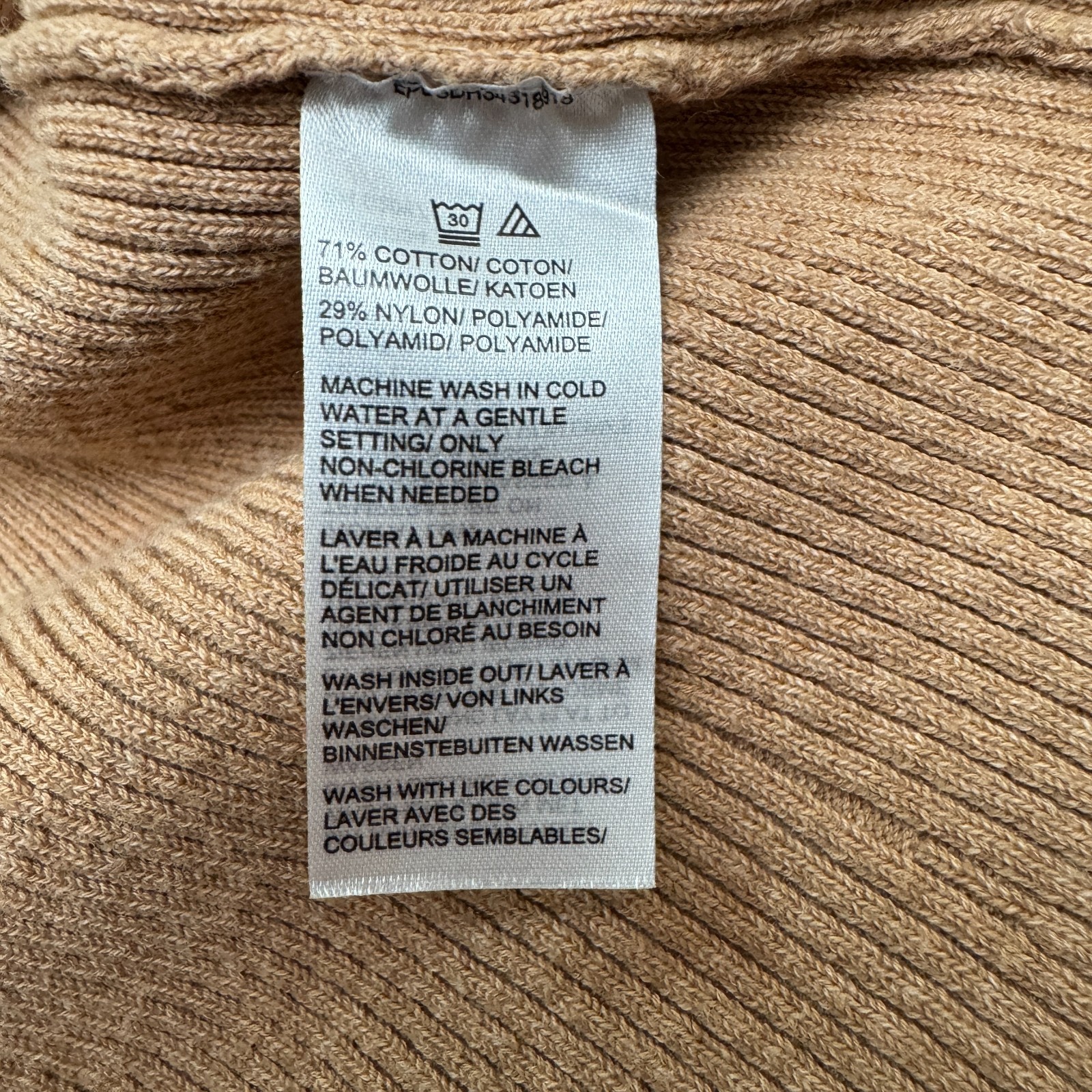 Saks Fifth Avenue Turtleneck A-Line Midi Sweater Dress Womens Small Camel Brown