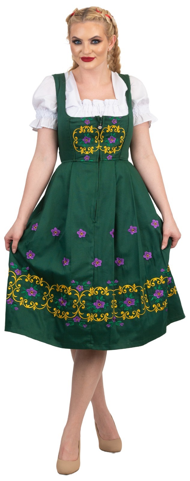 2XL 24 Elegant German Dirndl Dress EMBROIDERED Oktoberfest COMPLETE SET 3 Pcs