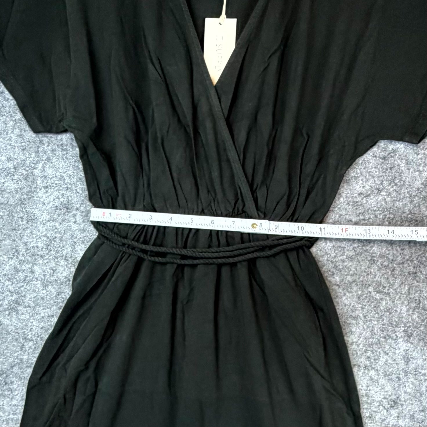 Revolve Z Supply Maryn Wrap Midi Dress Womens XS Black Rope Belt Neutral LBD