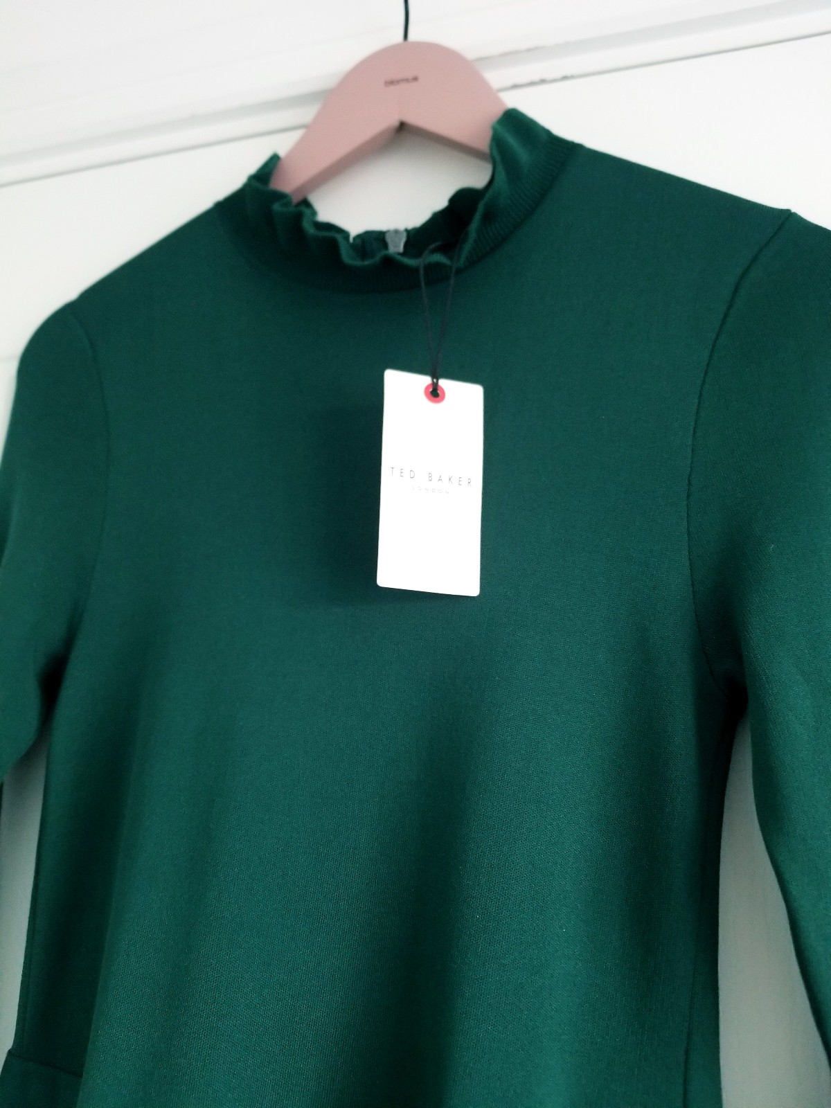 Ted Baker Zadi Midi Dress Knitted Bodice Green Long Sleeve Size 4 UK 14 BNWT