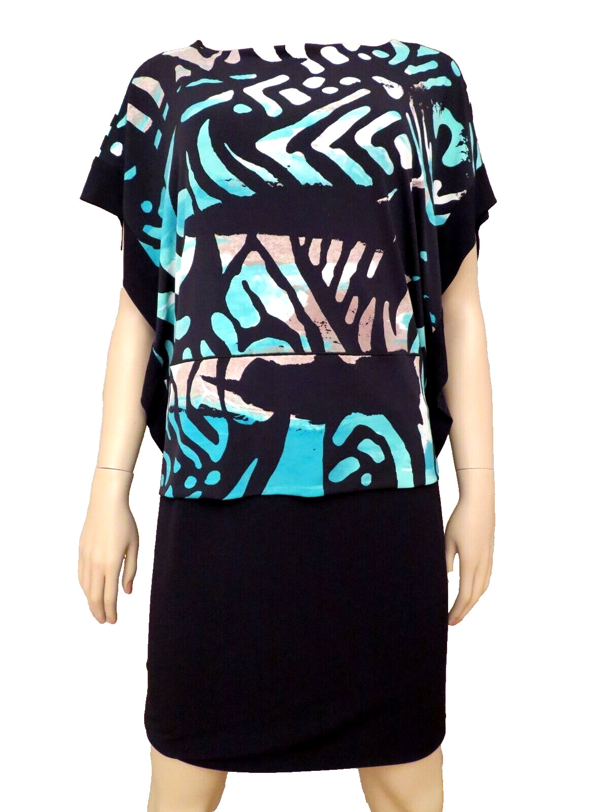 Eva Varro Blouson Knit Tunic Dress M S Kimono Sleeve Two Layers Oversized Fairy