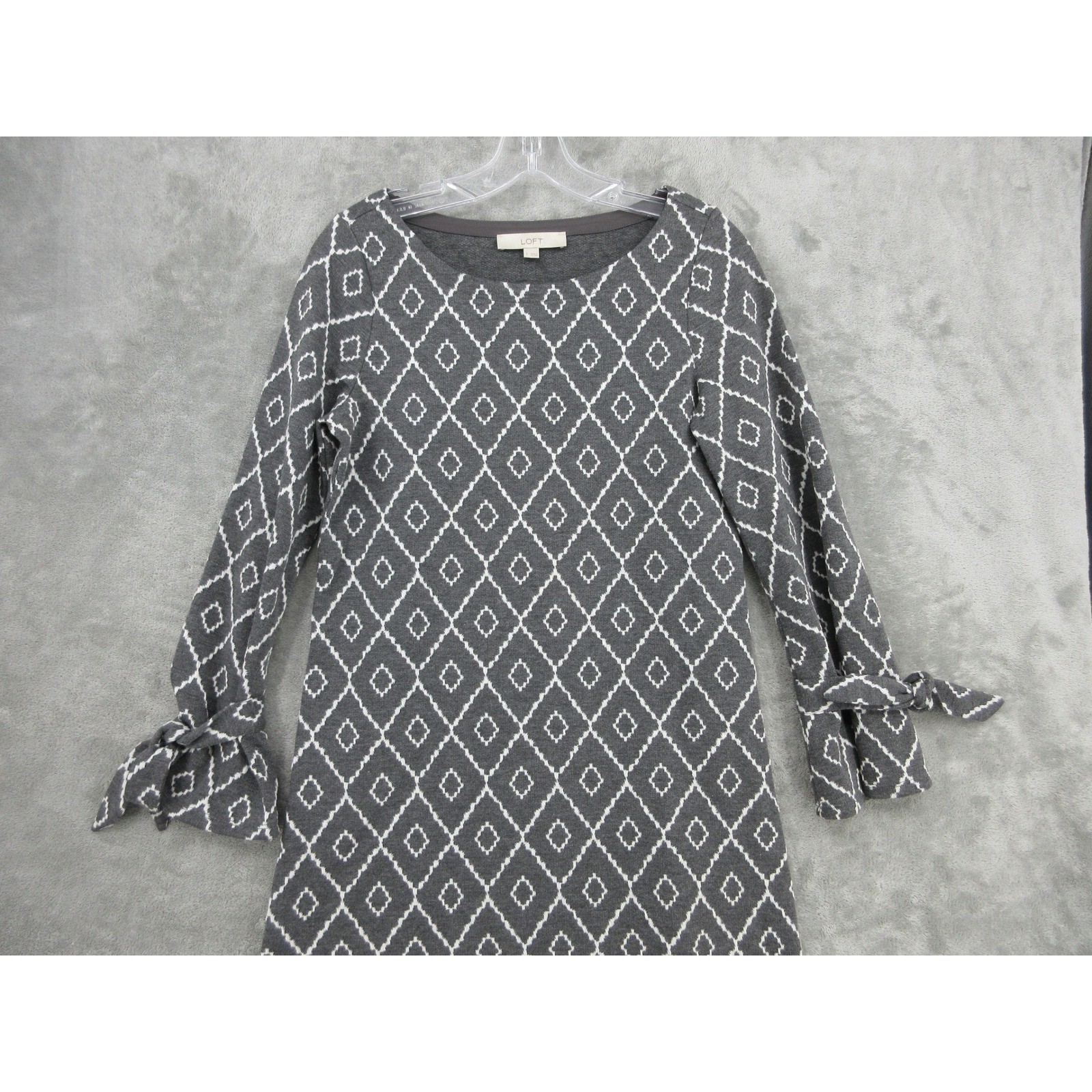 LOFT Dress Womens Small Shift Tie Cuff Aztec Office Western Career Stretch Knit