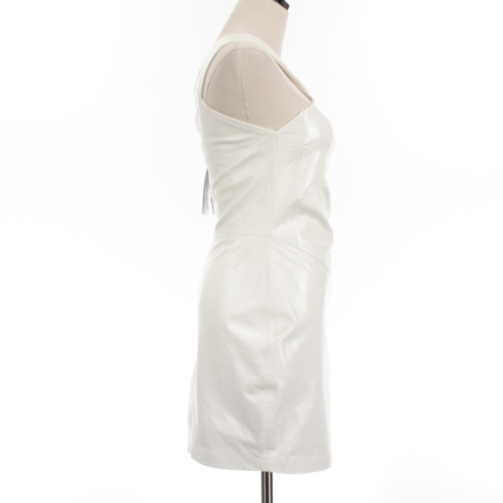 IRO NWT Sulvi One-Shoulder Leather Mini Dress Size 34 US 2 in Chalk White