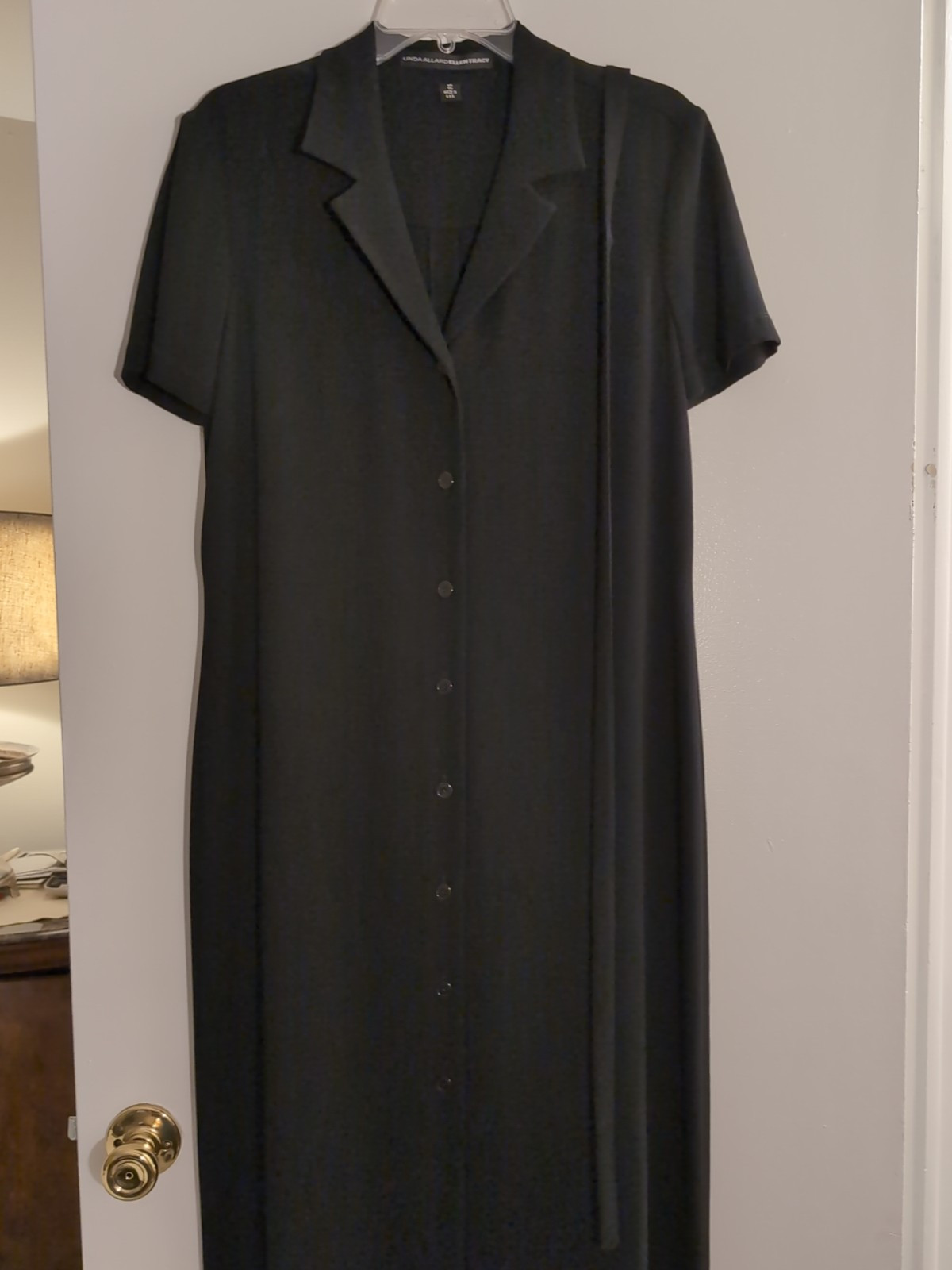 Ellen Tracy Black Size 12 Button Down Maxi Dress Crepe Korea VTG Linda Allard