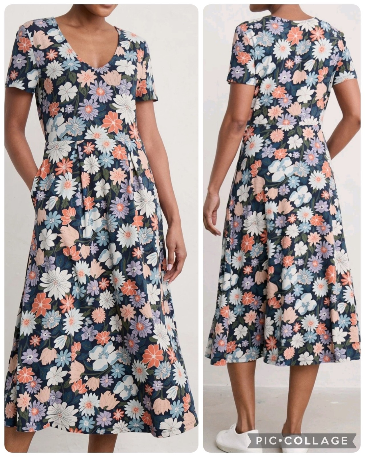 Seasalt Helena Midi Dress UK10 Petite Organic Cotton Floral Summer Holiday BNWT