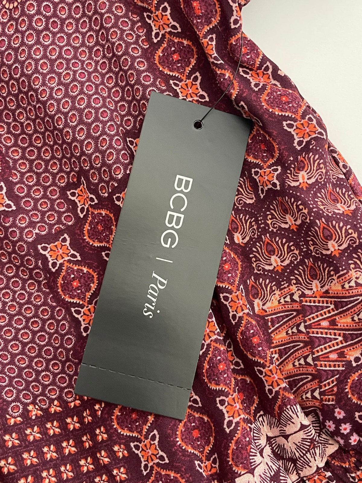BCBG Paris Boho Patchwork Print Mini Dress M 8-10 Smocked Waist NWT