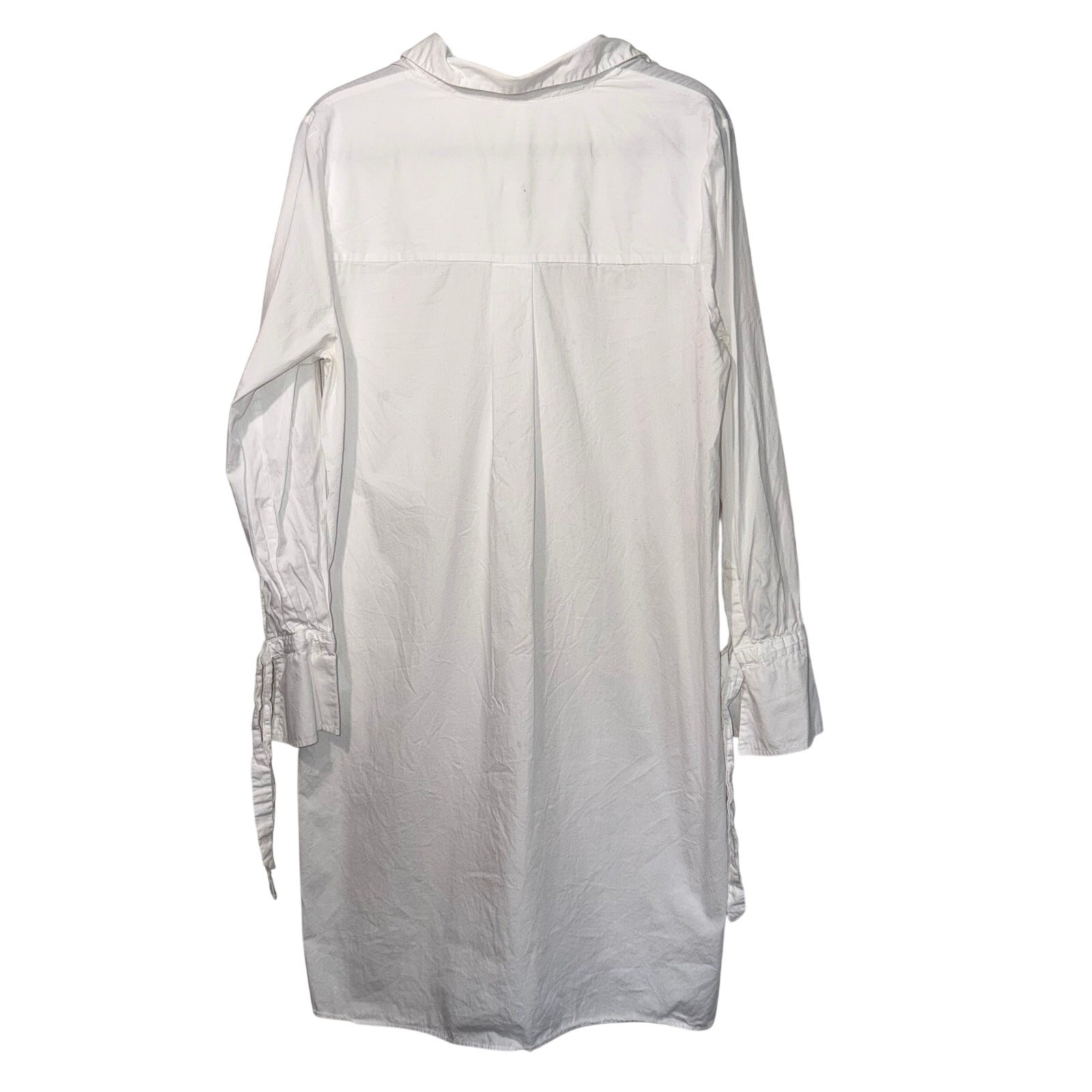 White 100% Cotton Long Sleeve Button Down Shirt Dress US 14 L/XL