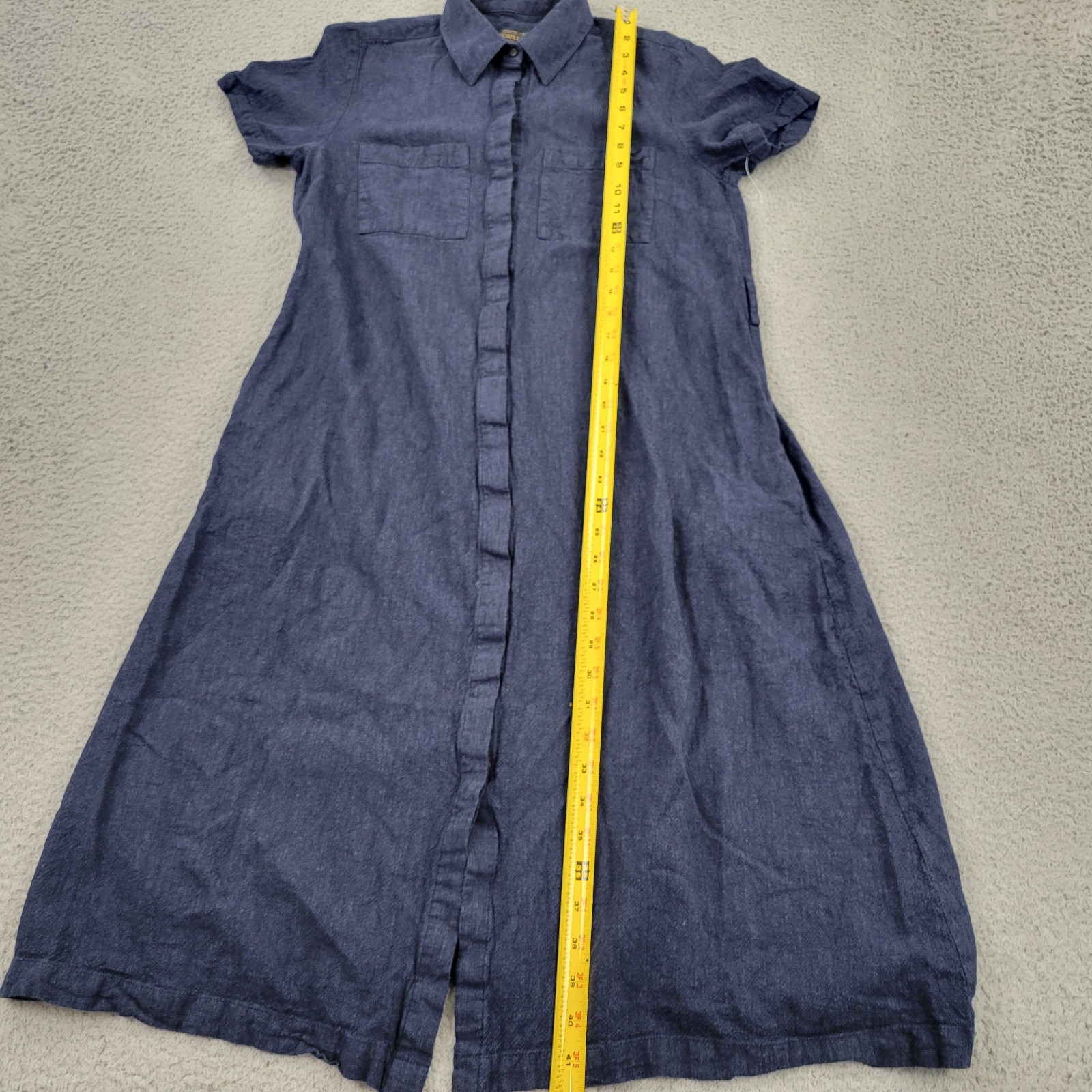 Pendleton Linen Dress Womens Small Blue Buttons Pockets Woolen Mills