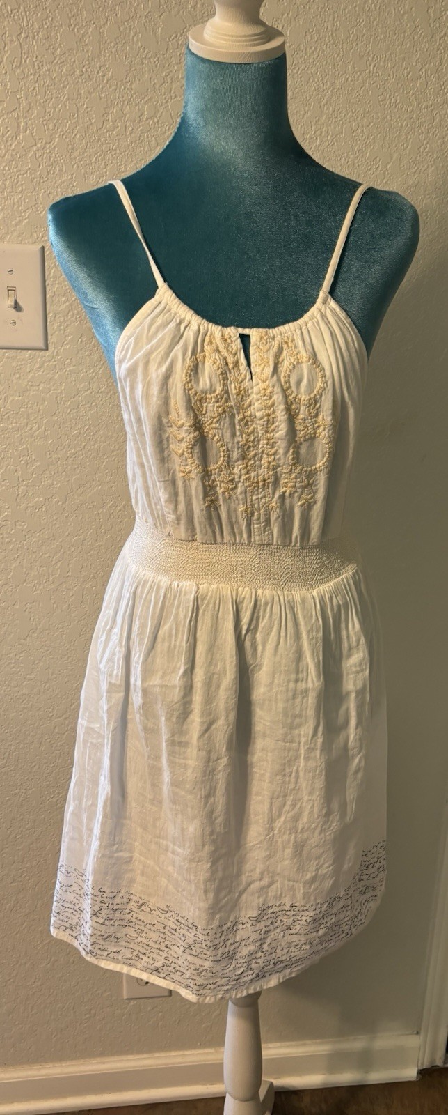 Vintage Havana White Sundress Euro Summer, Boho, Cottage Core, Fairy Festival .