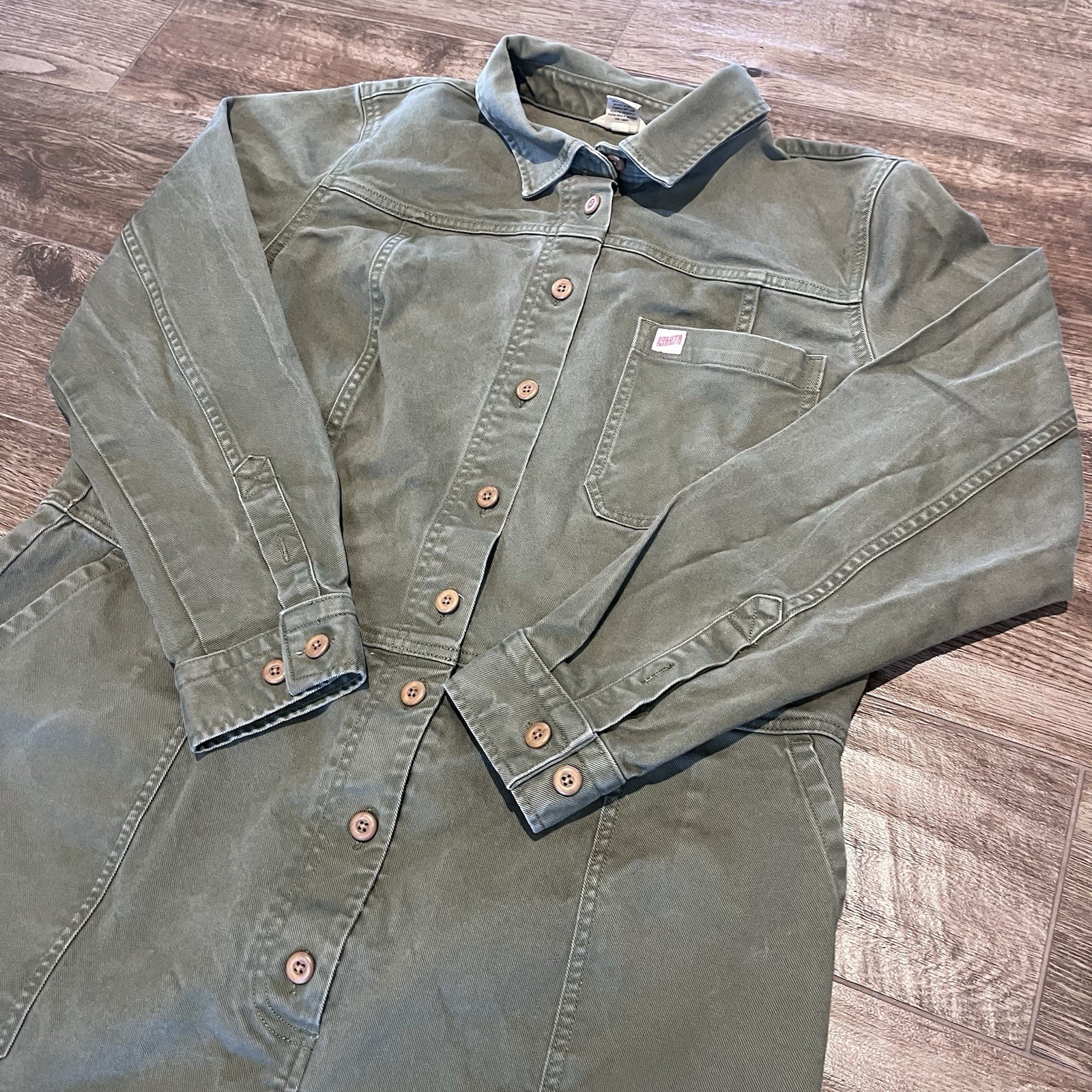 Duluth Trading Dress Women’s Maker Studio XL Olive Green Denim Pockets