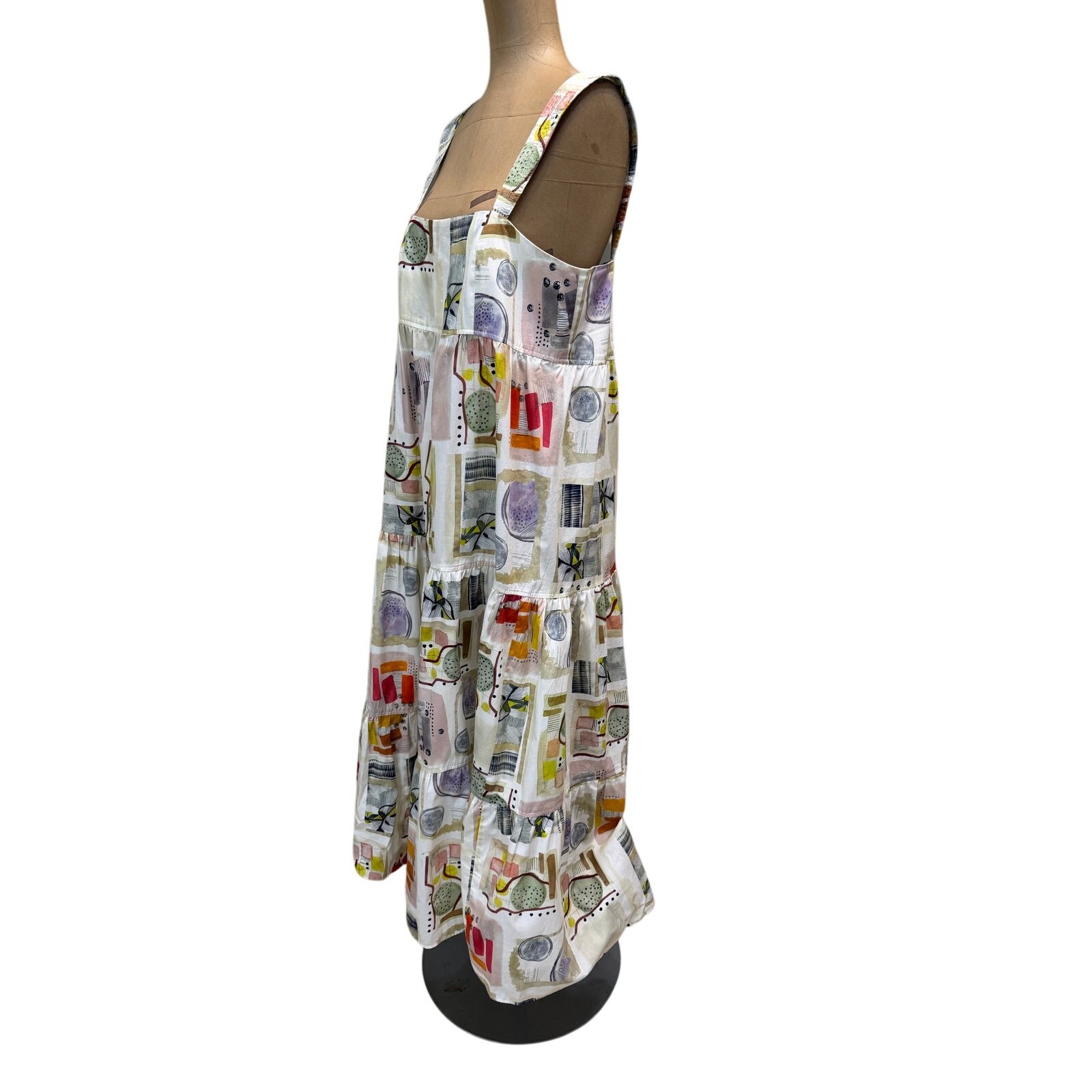 Hunter Bell Maxi Dress Poppy Cotton Square Neckline Tiered Body Large