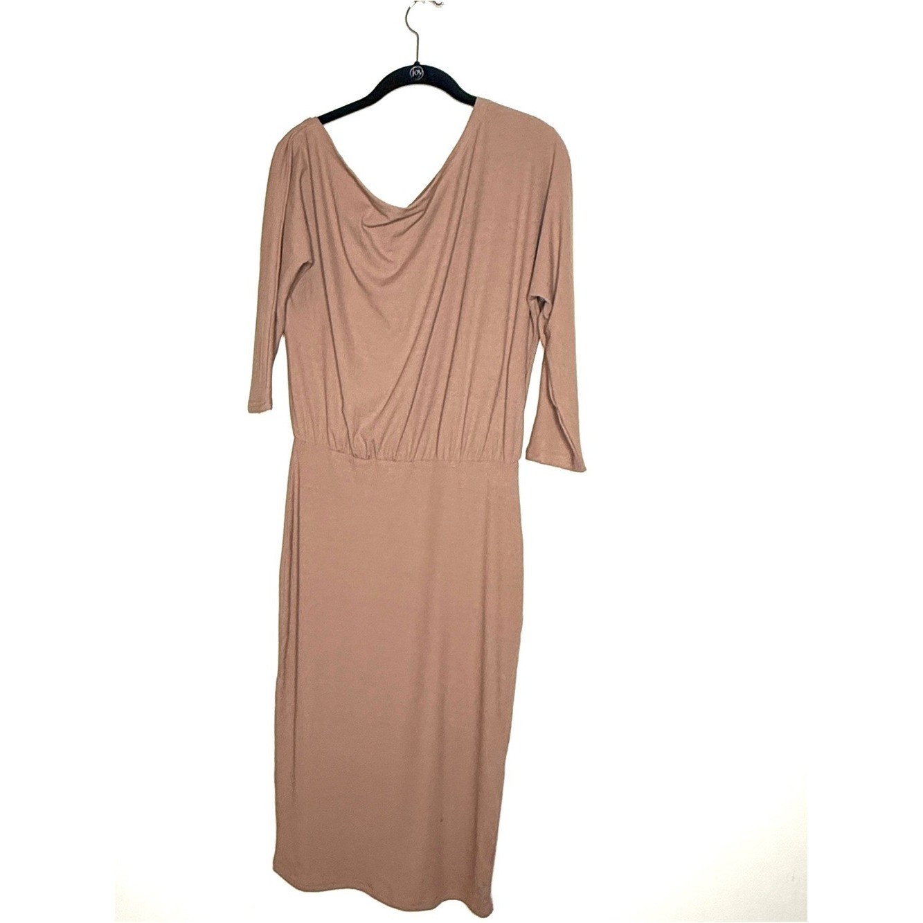 NWT Boutique One Shoulder Ribbed Bodycon Midi Dress TaupeMedium Elastic Waist