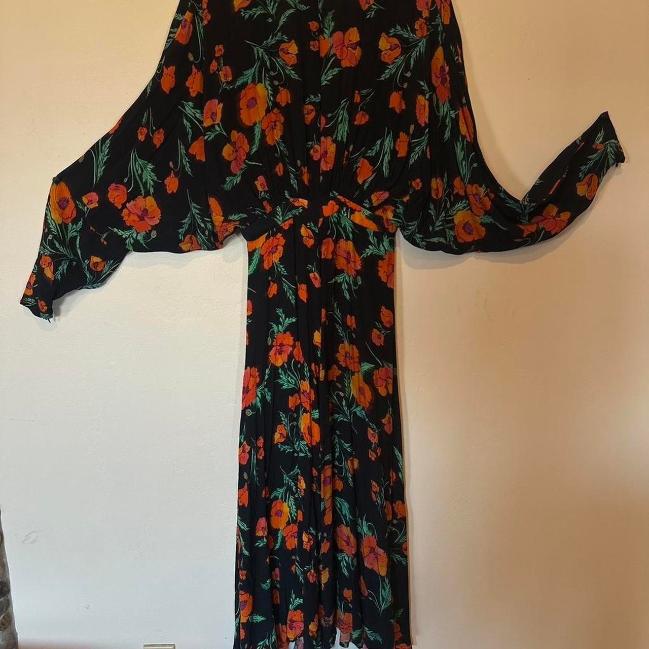 NWOT Nasty Gal black floral maxi dress with cold shoulder and cinched waist