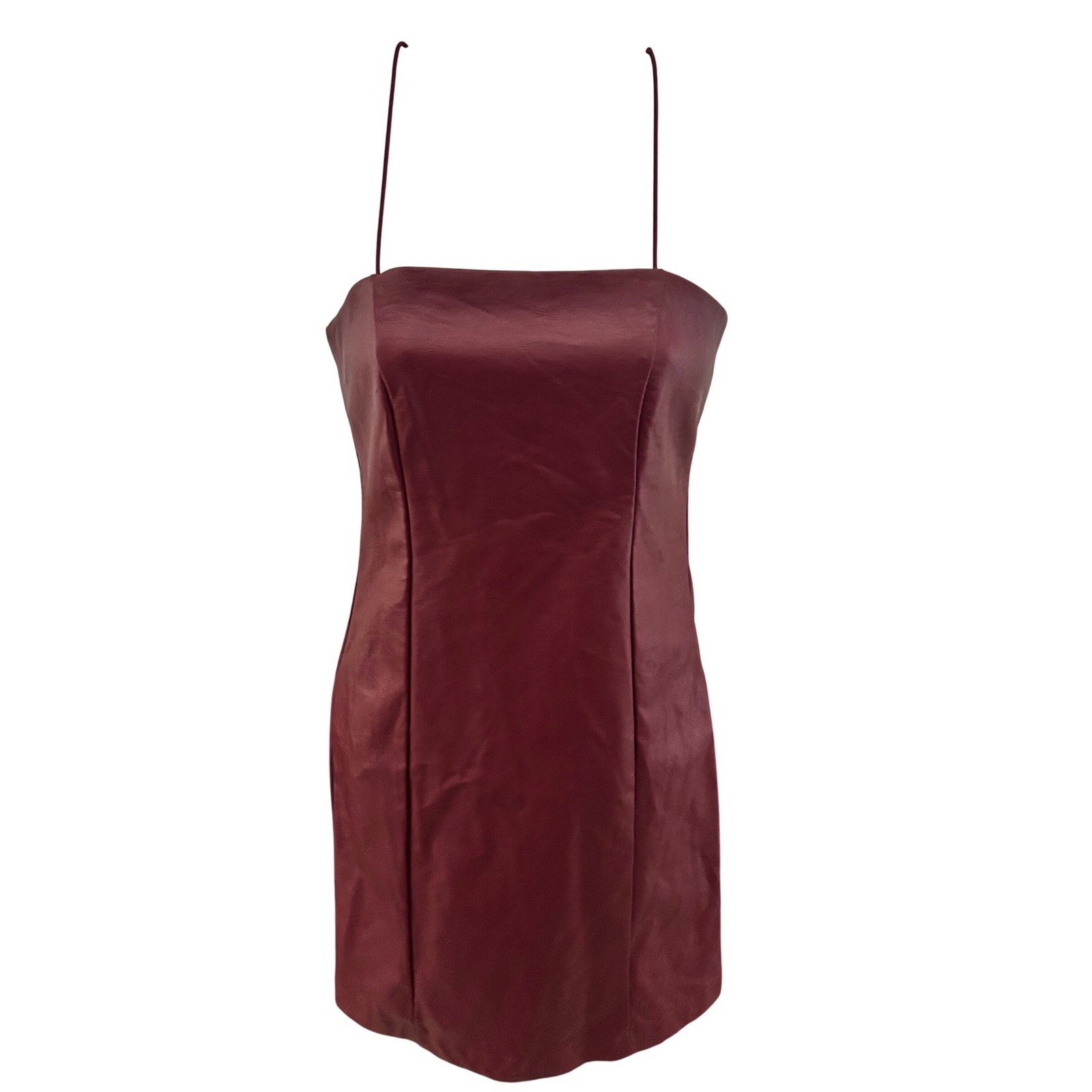Wild Fable Burgundy Faux Leather Spaghetti Strap Mini Dress XS NWT