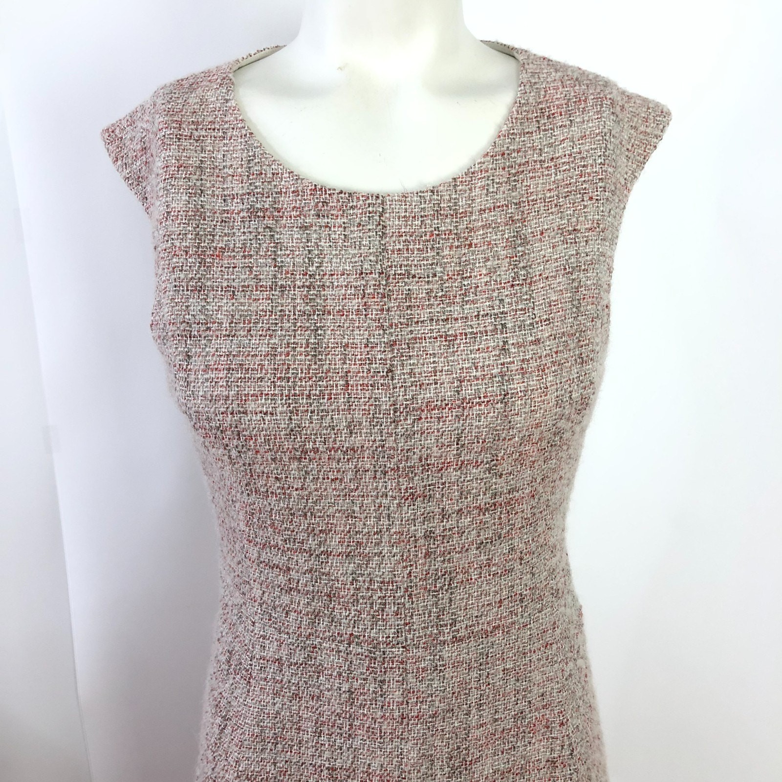 Theory Unknown Size (4-6?) Material Tweed Women’s Mini Dress Beige Pink Red