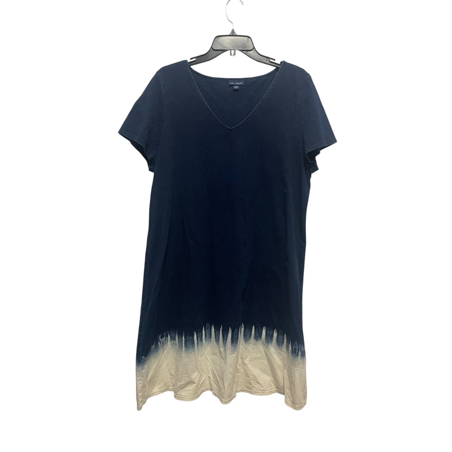 J. Jill Pure Jill Chambray Indigo Blue Dip Dye Tie Dye T-shirt Dress Sz XL