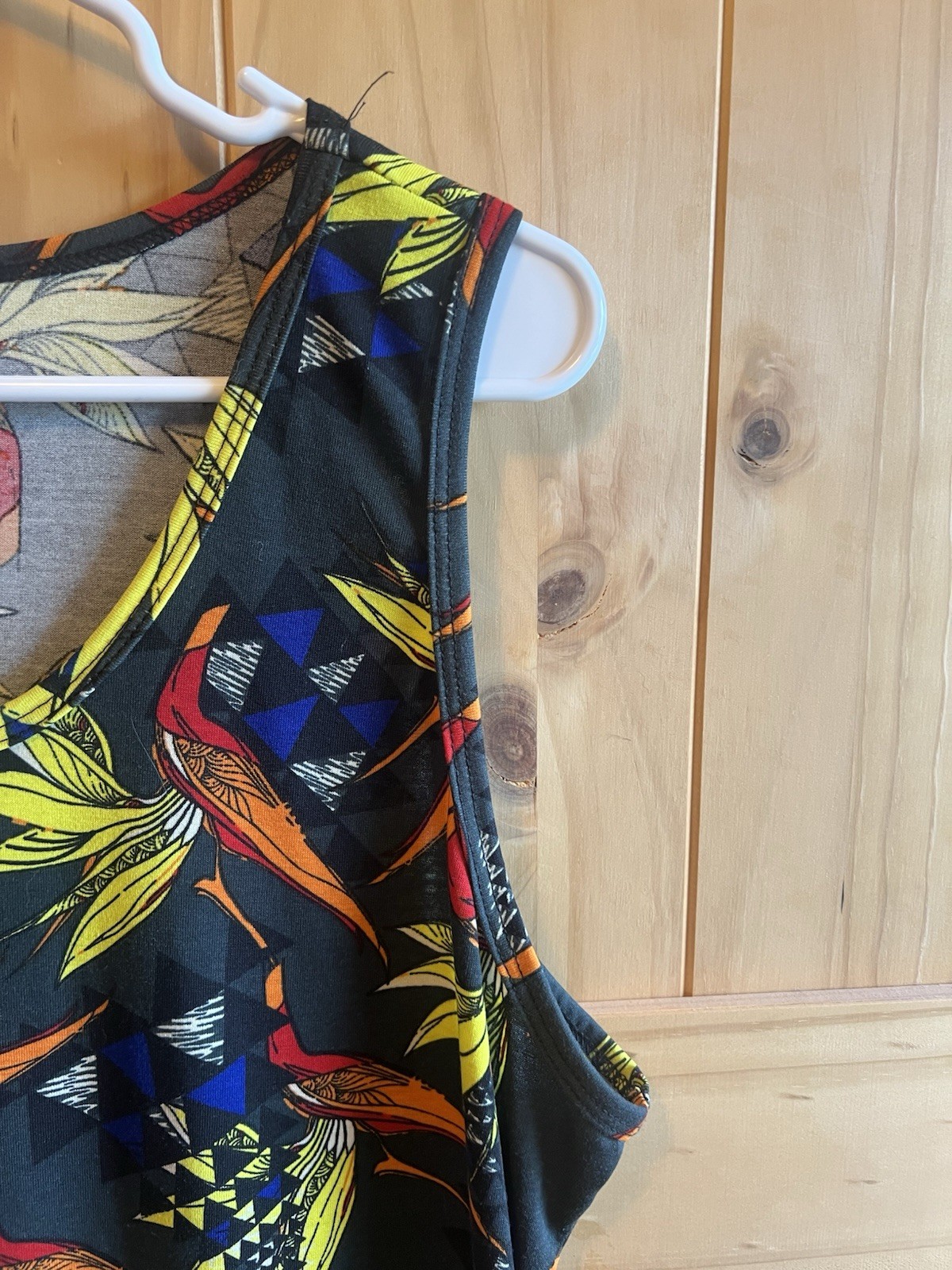LuLaRoe Dani Multicolor Tropical Bird Print Maxi Tank Dress Size 2XL Summer Boho