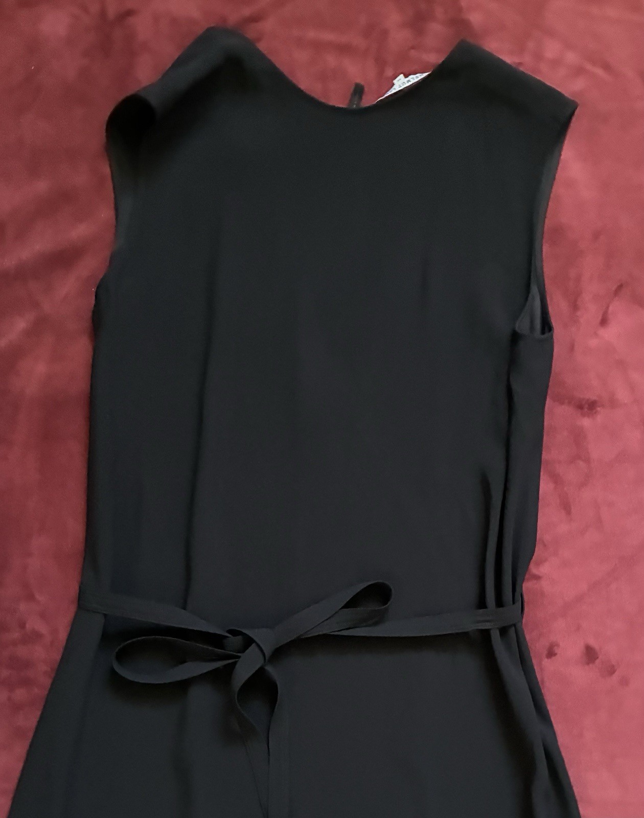 Helmut Lang Black Midi Wrap Dress Side Slits Sleeveless XS