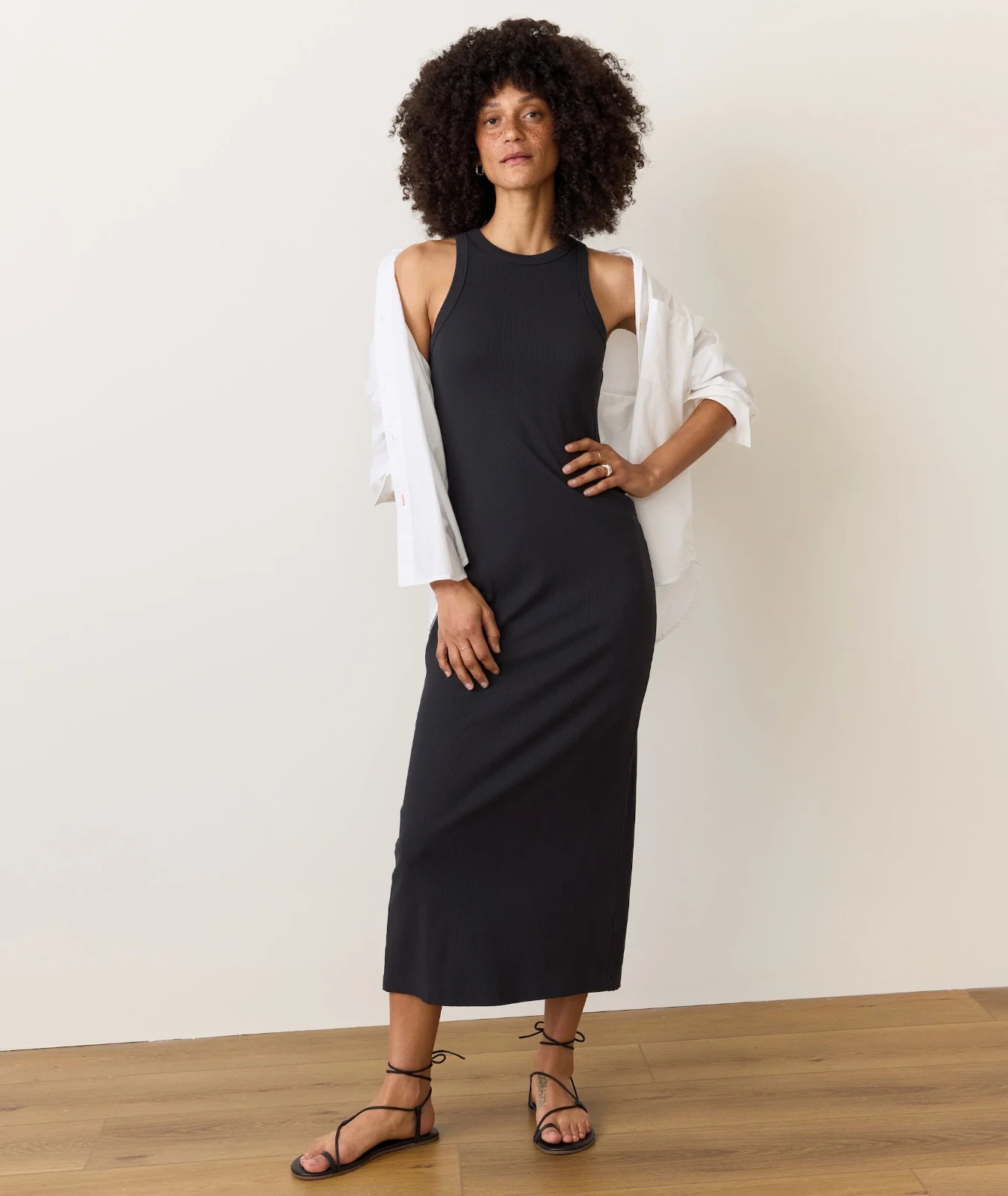 Marine Layer Lexi Rib Sleeveless Tencel Maxi Dress L Coastal Core Minimalist*