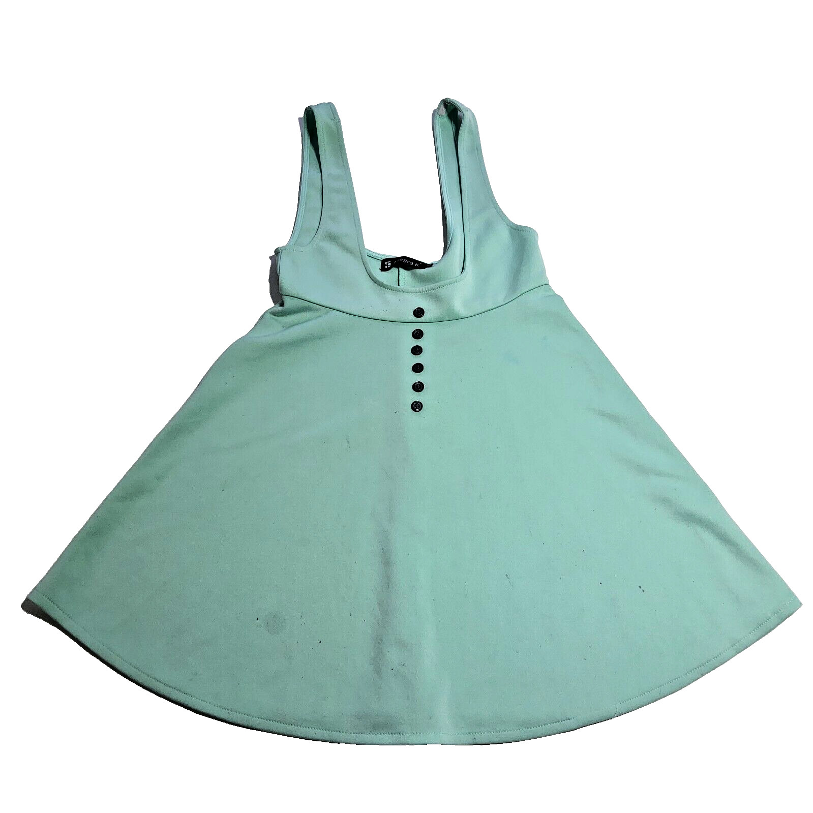 Allegra K stains s Womens Buttons Overalls Pinafore Dress Suspenders Skirt teal