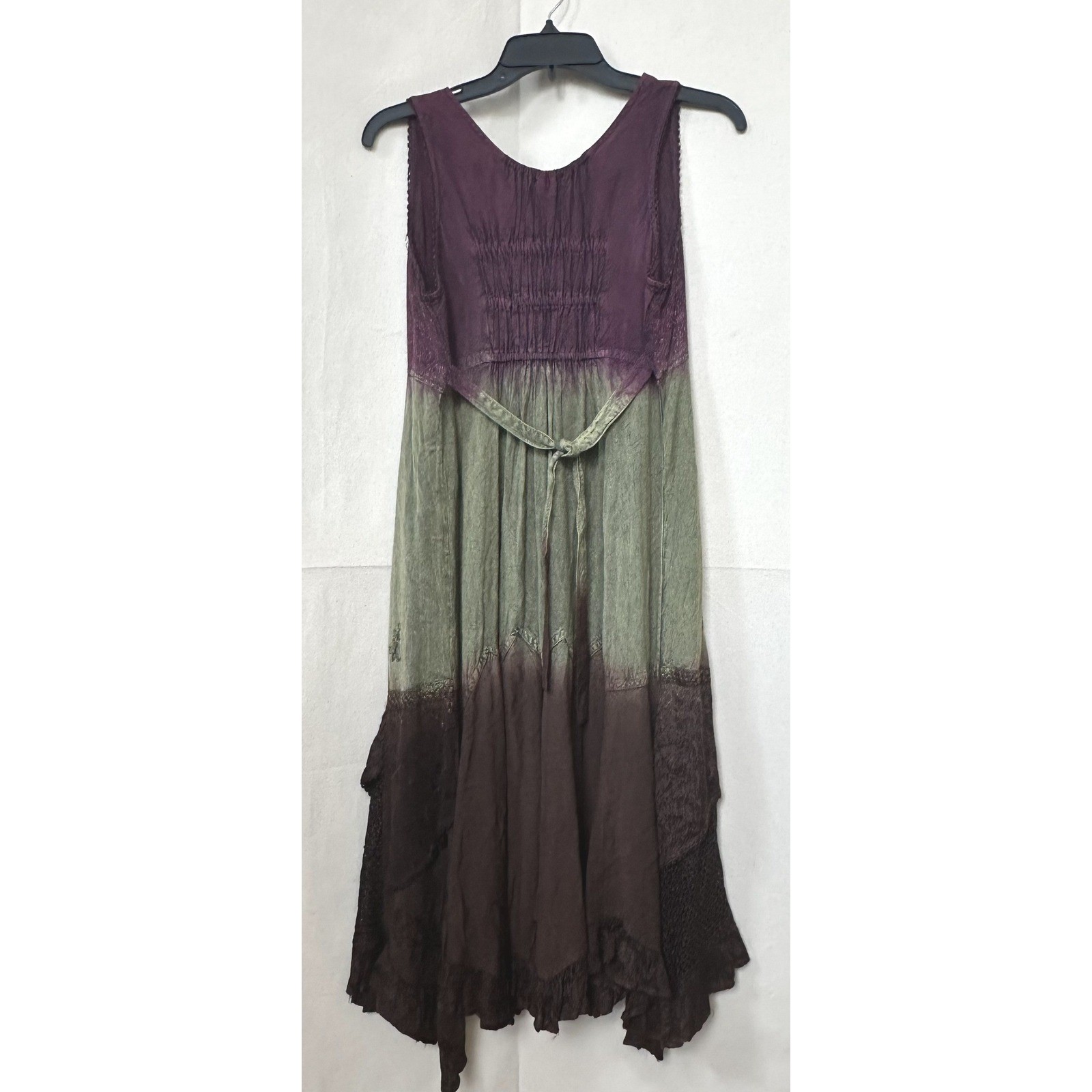 Boho Gipsy Fairy Goblin Patchwork Embroidered Maxi Dress Free Size India *FLAWED