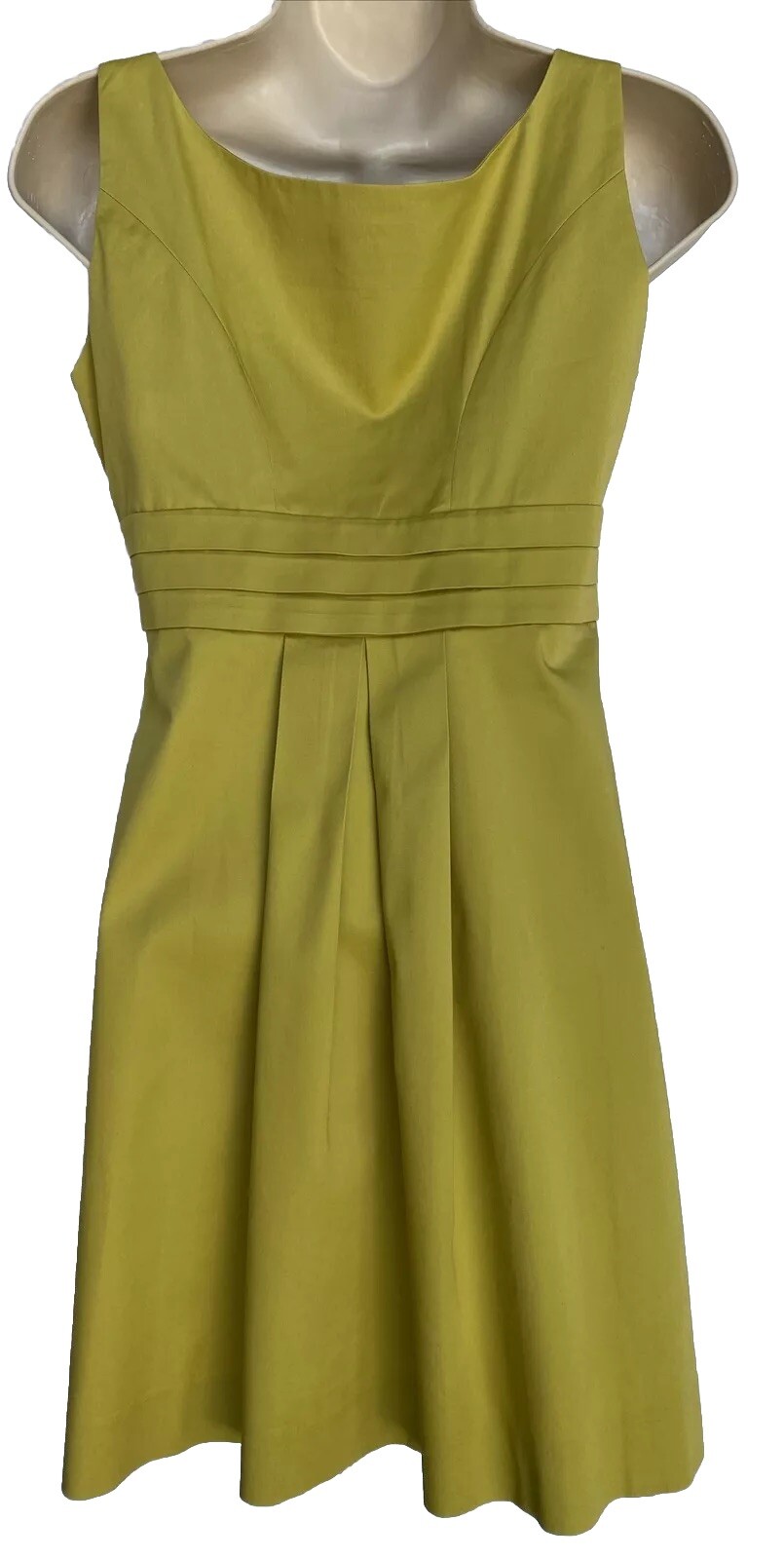 Moschino Cheap & Chic Chartreuse Sleeveless Cotton Pleated A line Dress 6 Modern