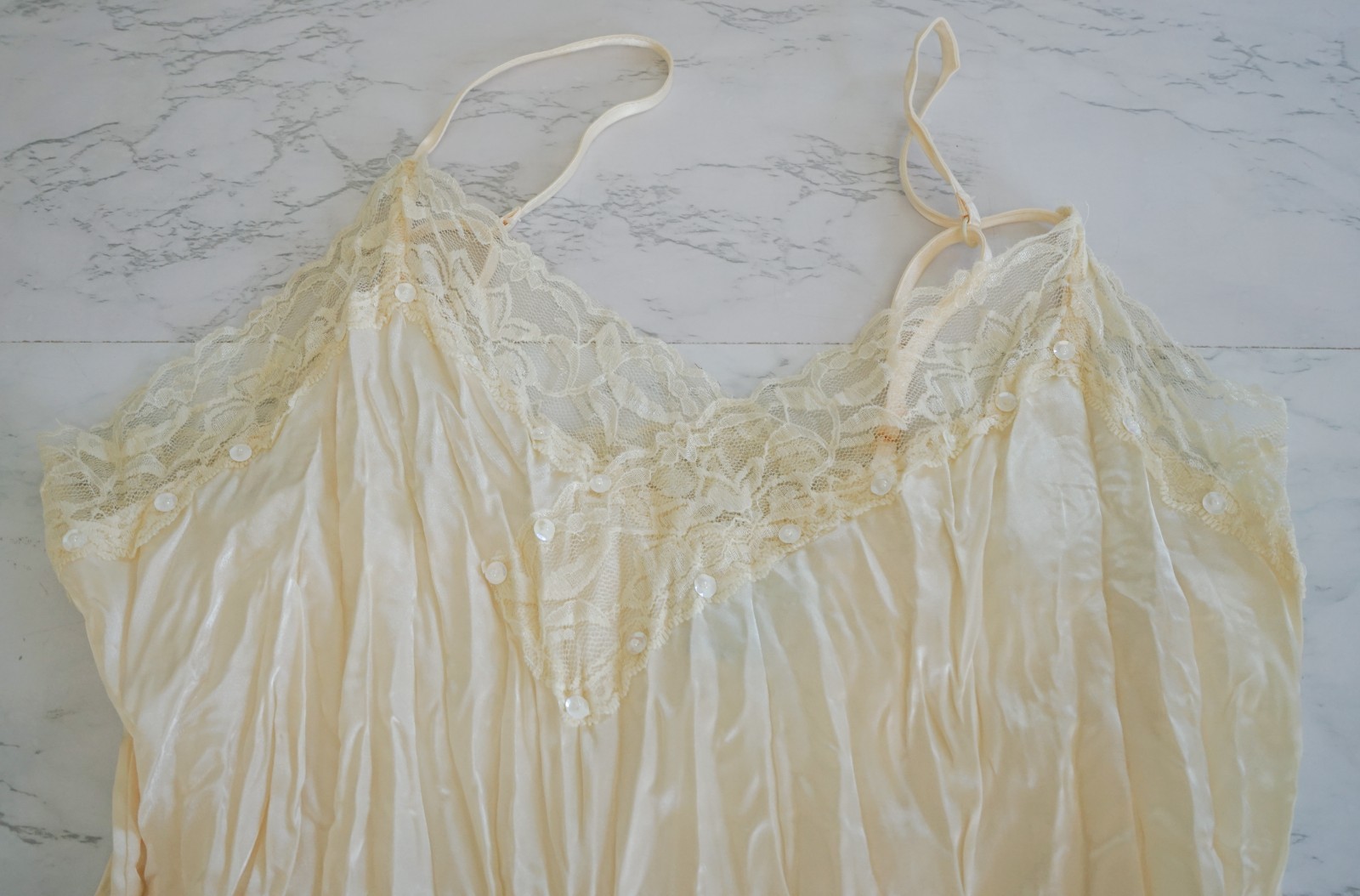VTG 90s One Step Up Lace Slip Crinkle Dress Cami Top L Whimsigoth Fairy Coquette