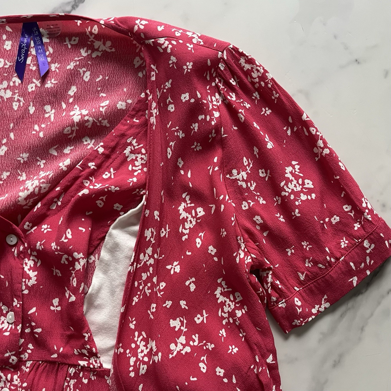Seraphine Raspberry Sanna Maternity & Nursing Midi Dress floral pink Size 10