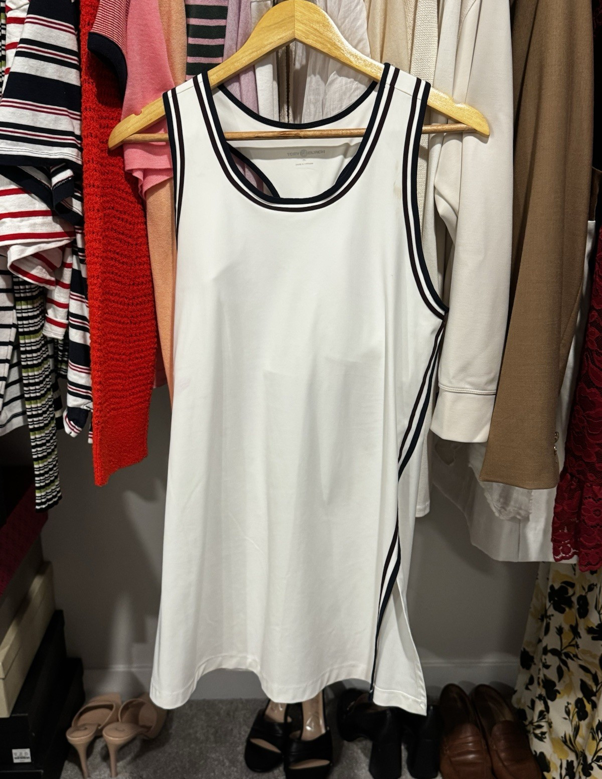 Tory Burch White Sleeveless Tennis-Style Dress Short XL (has stain on side)