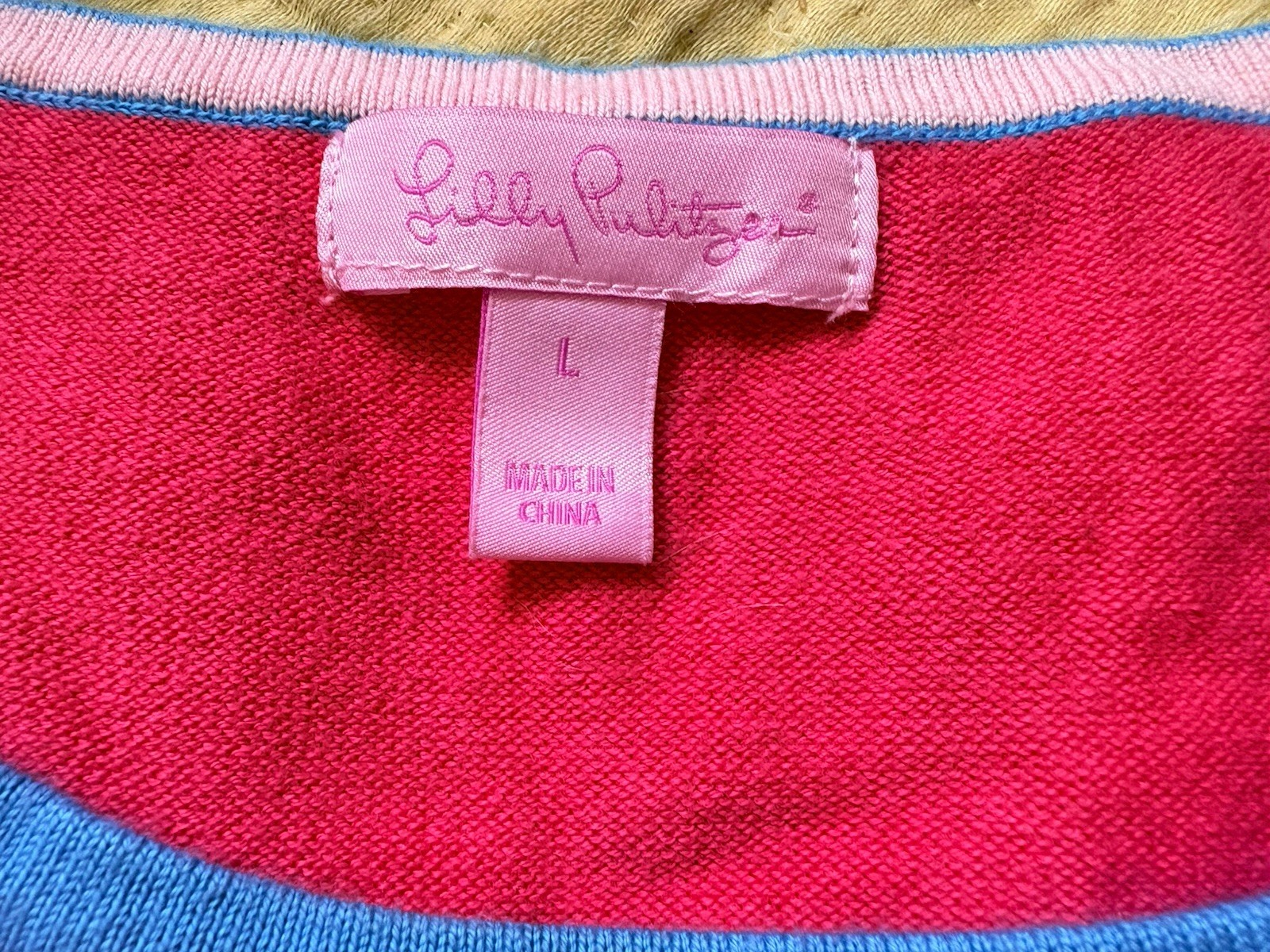 Lilly Pulitzer Sz L Geometrical Multicolor Knit Sweater Dress 3/4 Sleeves