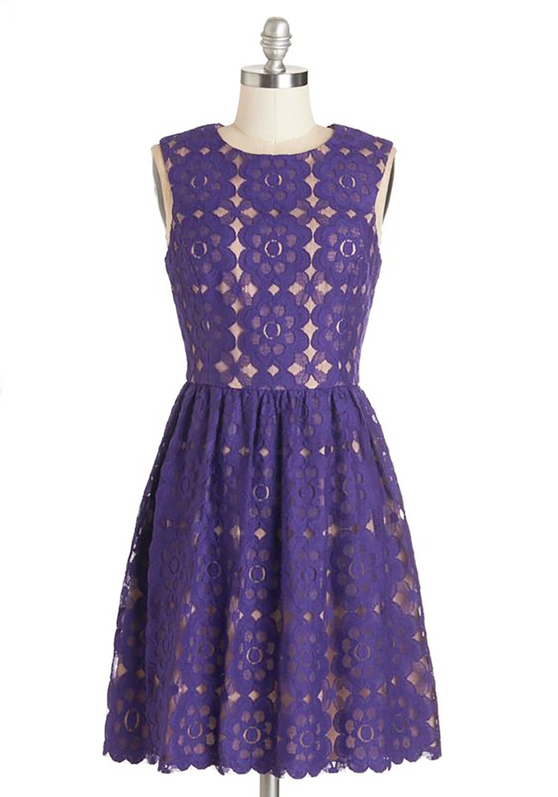 Modcloth Lace “Outdoor Arpeggios” Dress in Deep Purple ivy + blu Size 8 NWT