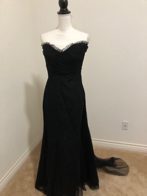 Black Strapless Evening Gown with train by Vera Wang, size 6